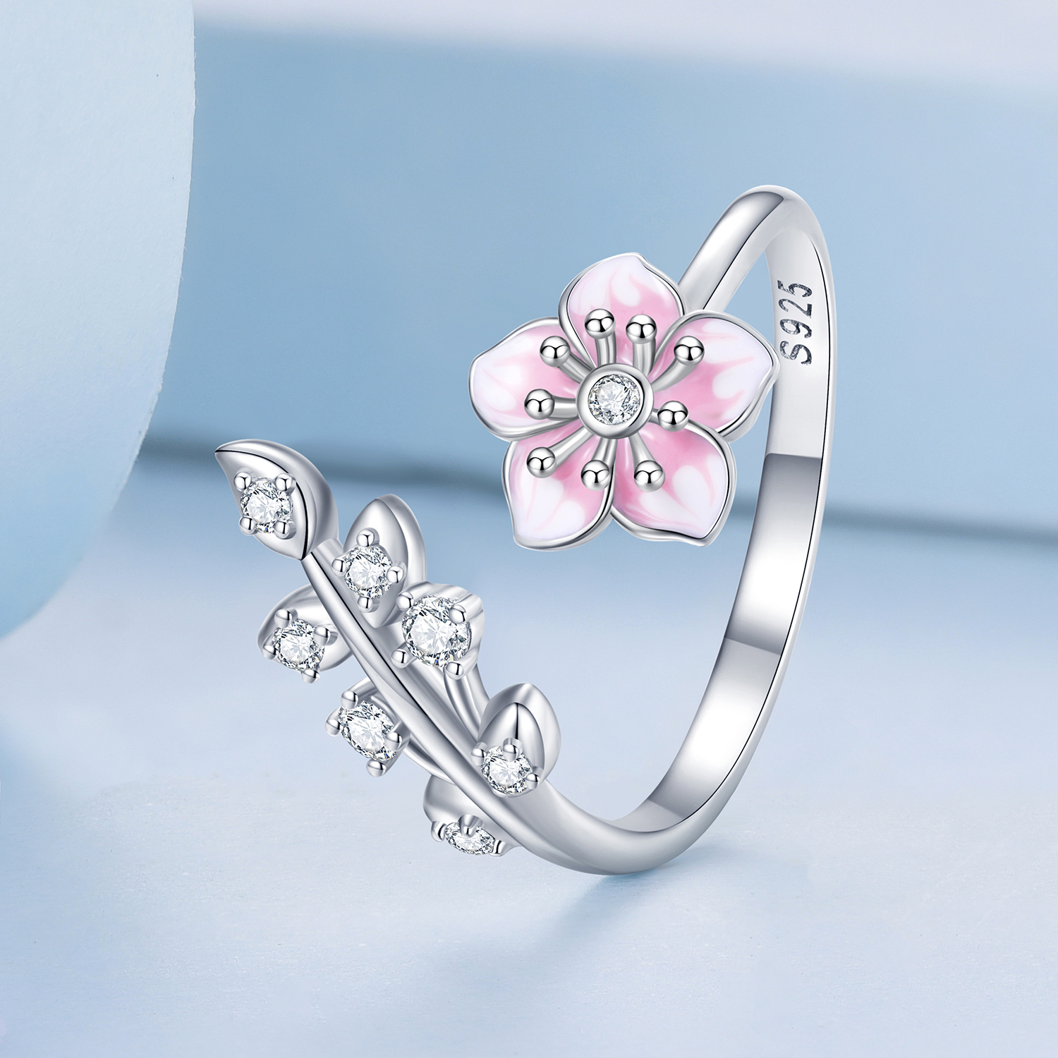 Pandora-stijl Kersenbloesems Open Ring - BSR438