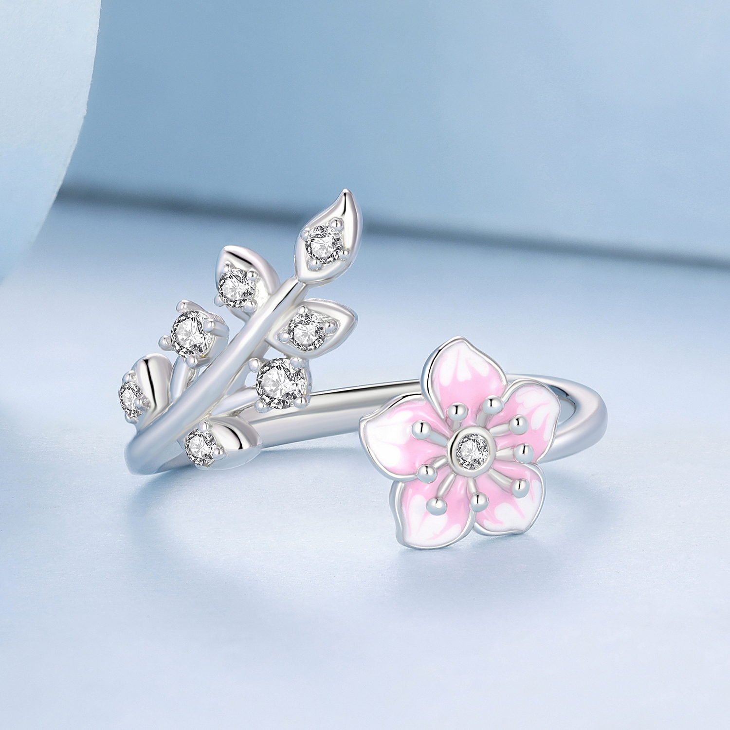 Pandora-stijl Kersenbloesems Open Ring - BSR438