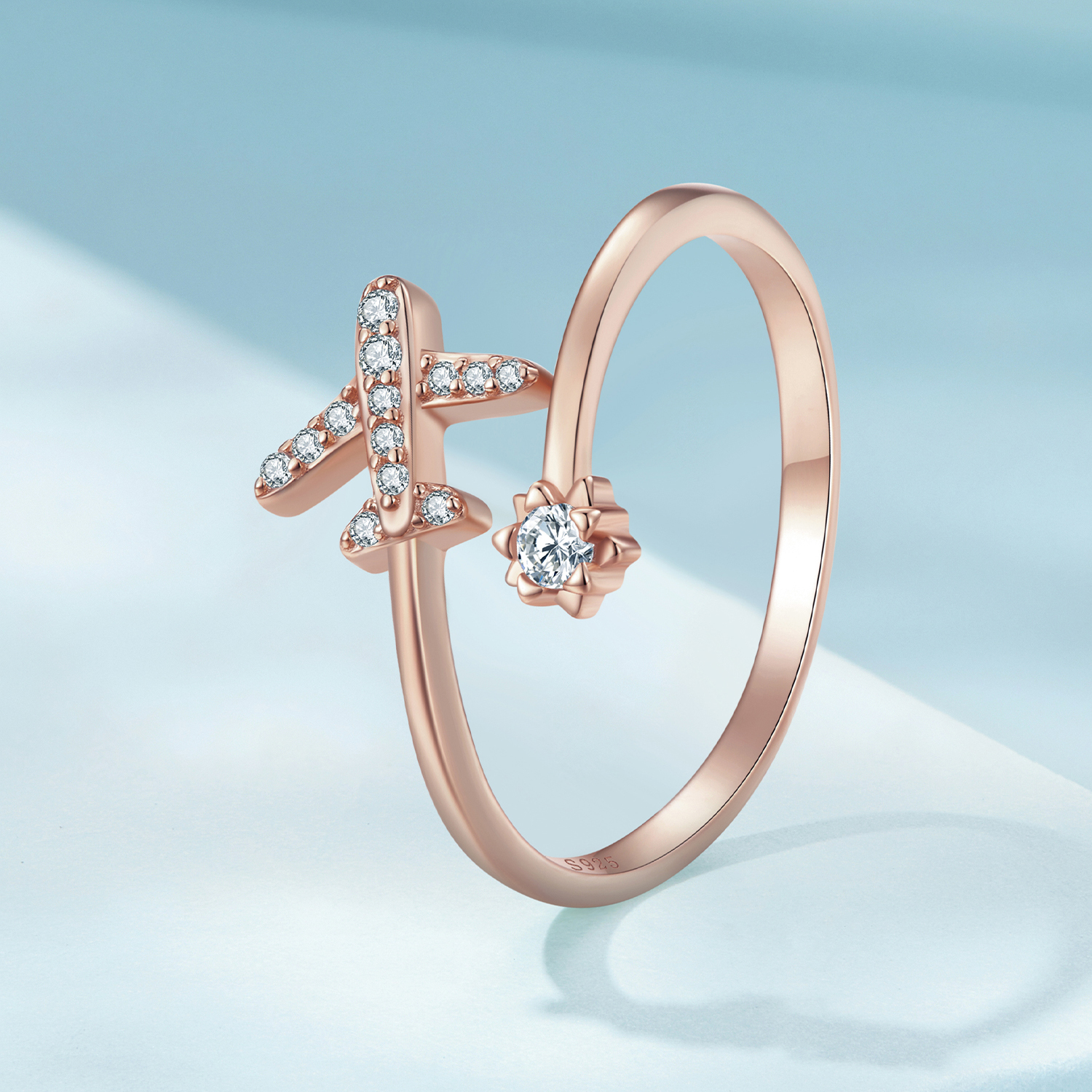 Pandora-stijl roségouden Open Ring voor Afstand - SCR623-C