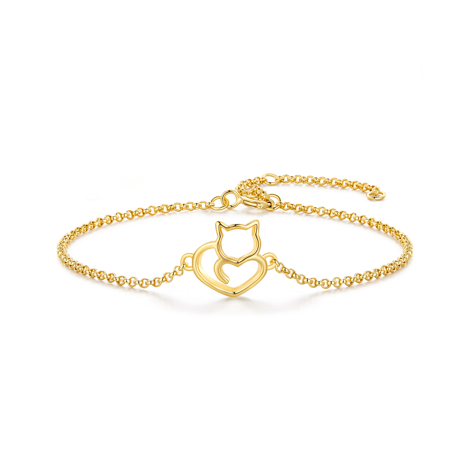 Pandora-stijl schattige kat vergulde armband - SCB102-B