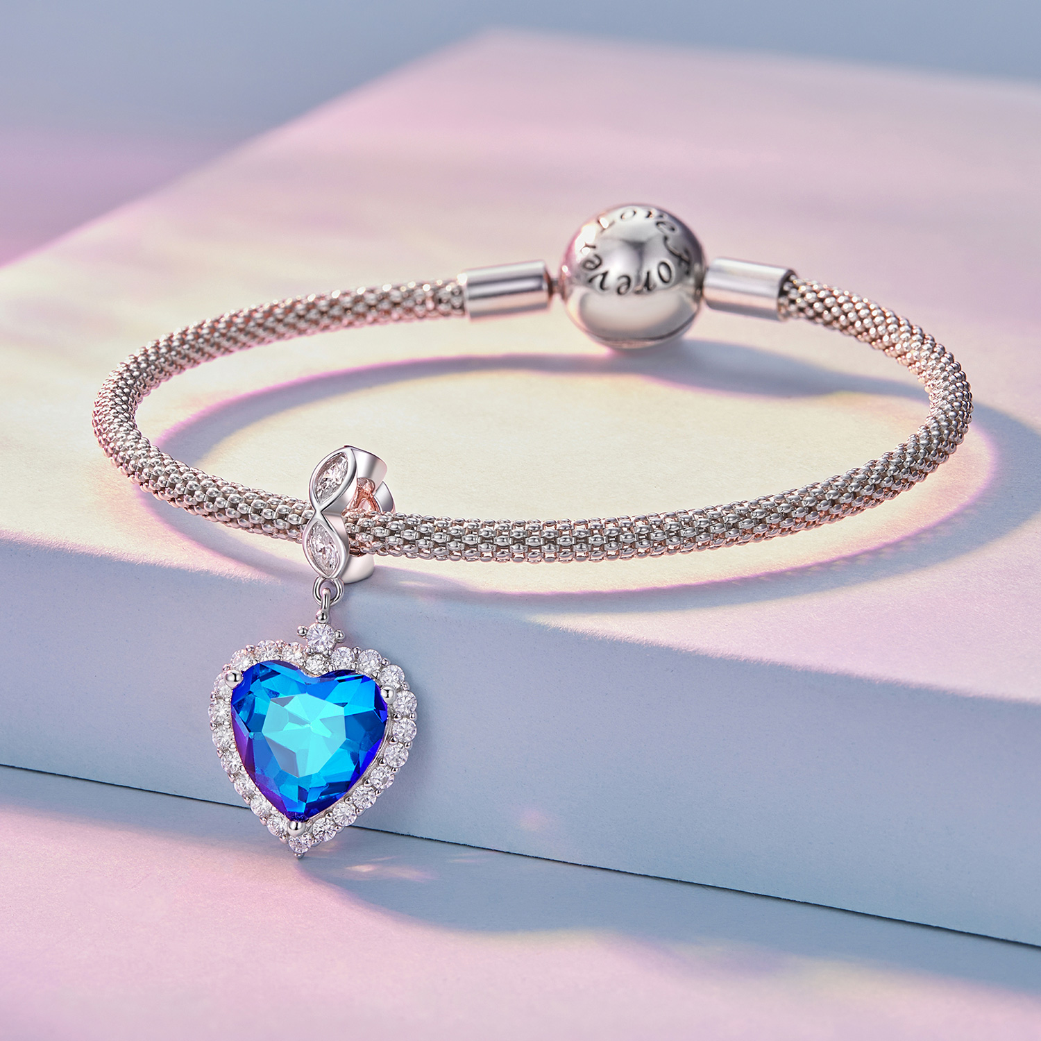 Pandora Stijl Blauw Hart Bedel - BSC775