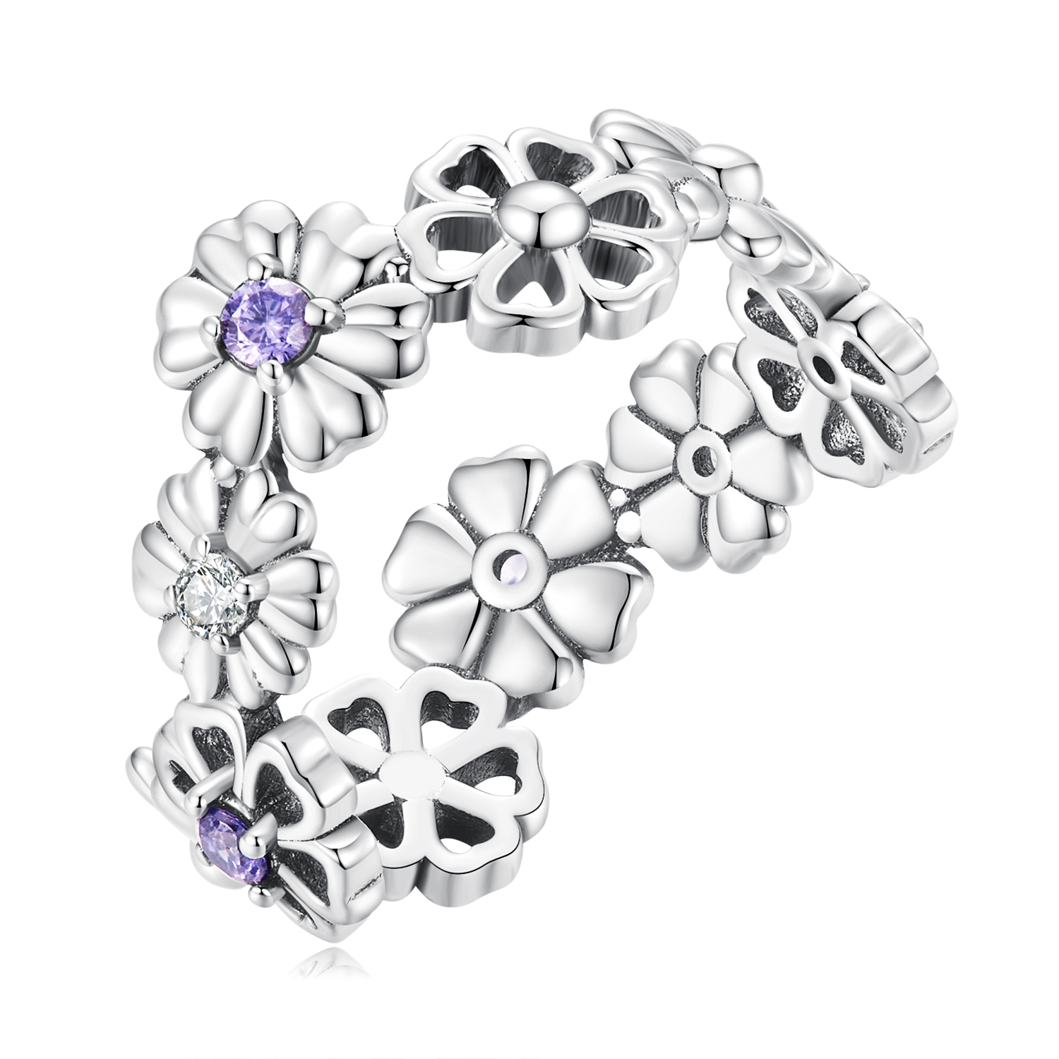 Pandora Stijl Madeliefjes Ketting Ring - SCR873