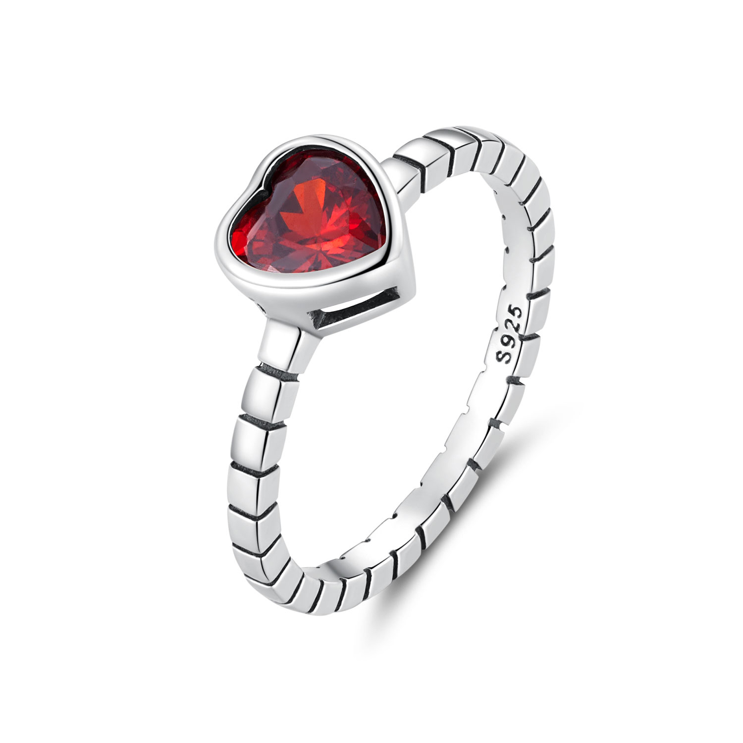 Pandora Stijl Opgehoogde Hart Ring - SCR950