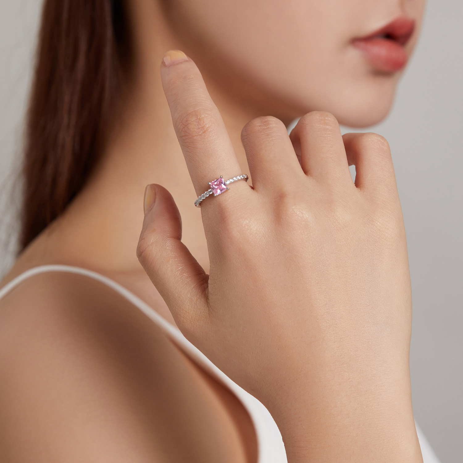 Pandora Stijl Vierkante Sprankelende Halo Ring - BSR191