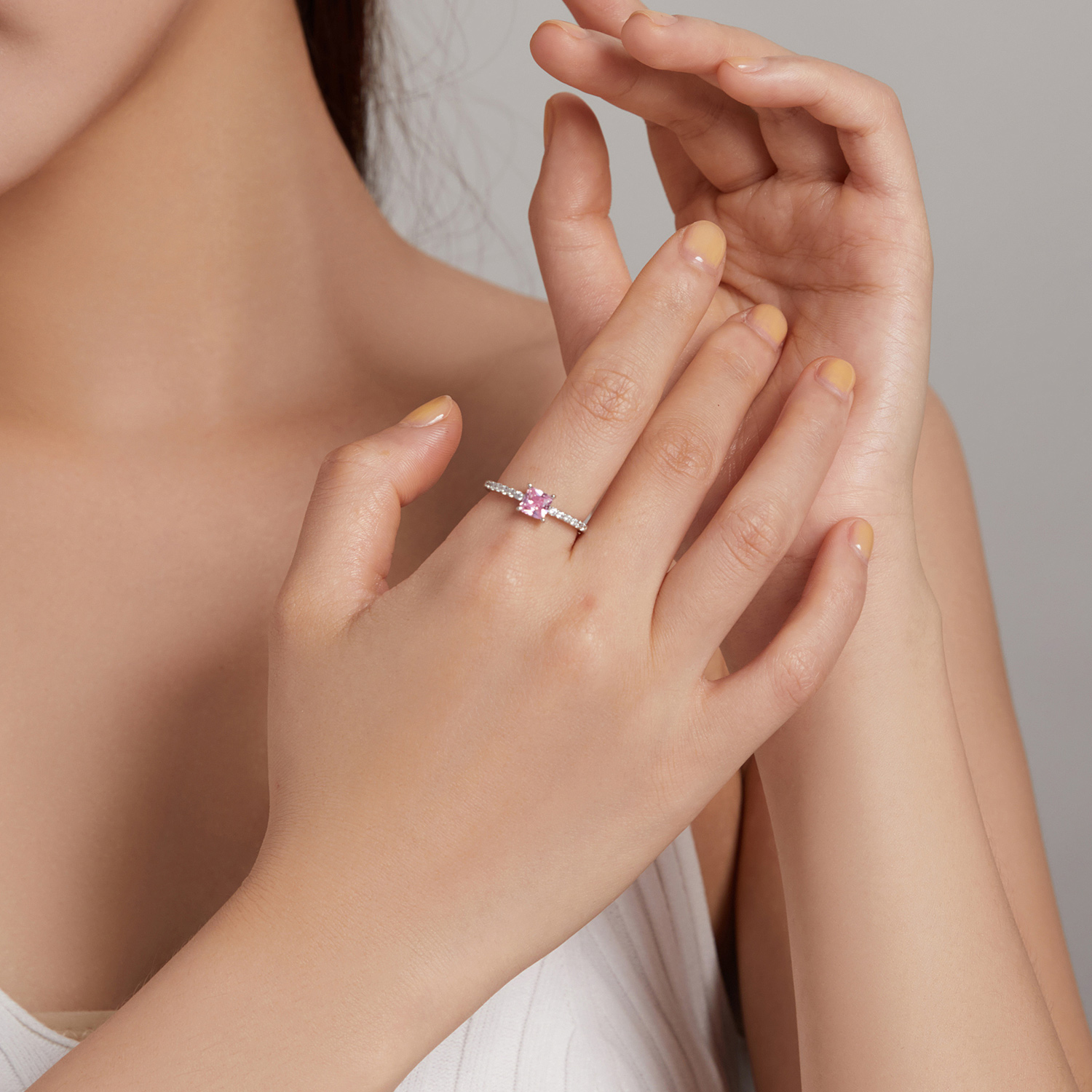 Pandora Stijl Vierkante Sprankelende Halo Ring - BSR191