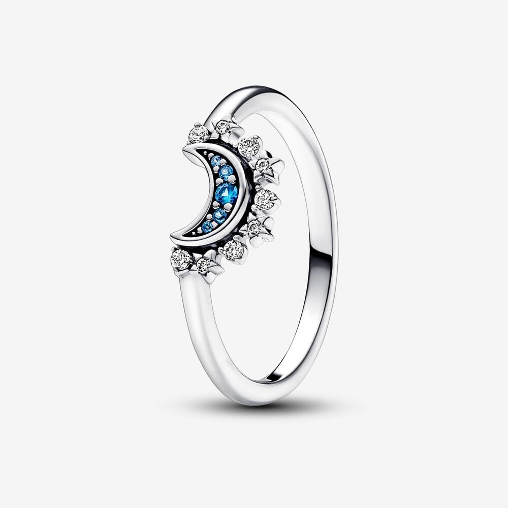 Pandora Celestial Blue Sparkling Moon Ring - 192675C01