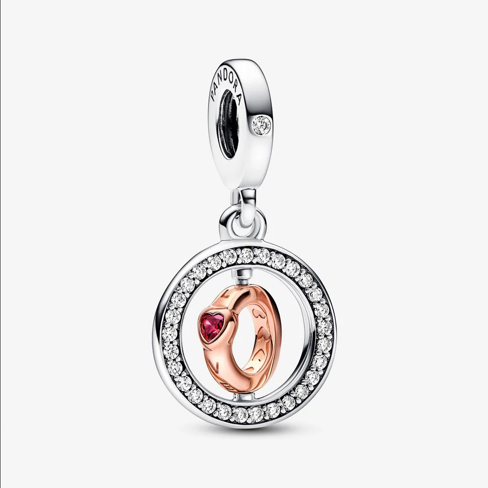 Pandora Love draaiende bedel van sterling zilver en verguld met 14 karaats roségoud - 782600C01