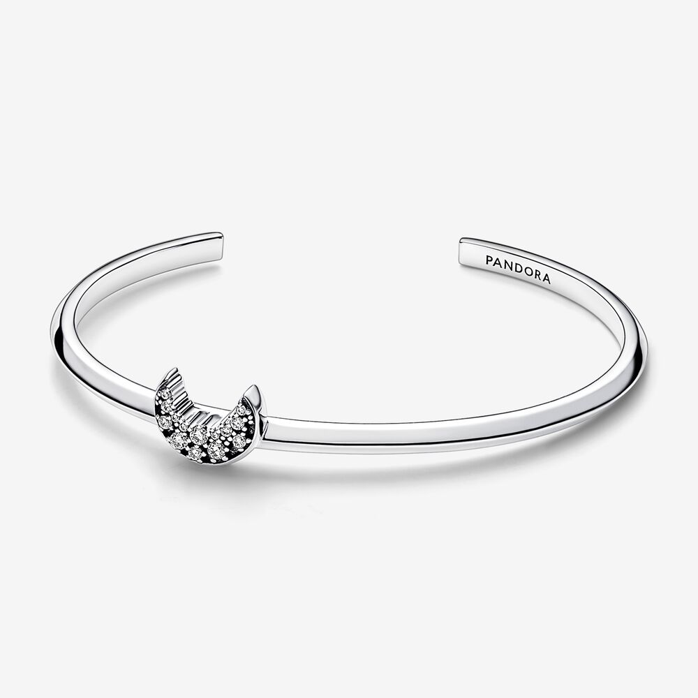 Pandora Maan sterling zilveren open armband met heldere cubic zirkonia - 592789C01