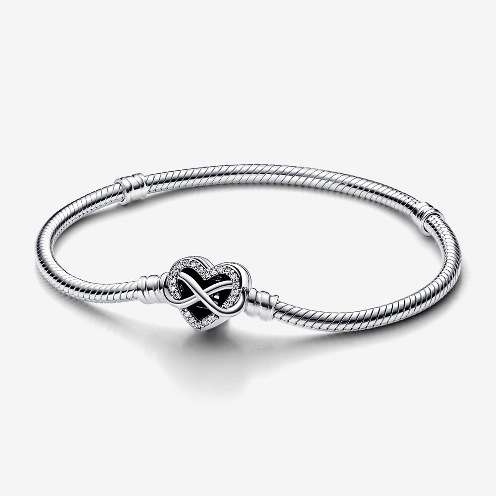 Pandora Moments Sprankelende Infinity Hart Sluiting Snake Chain Armband - 592645C01