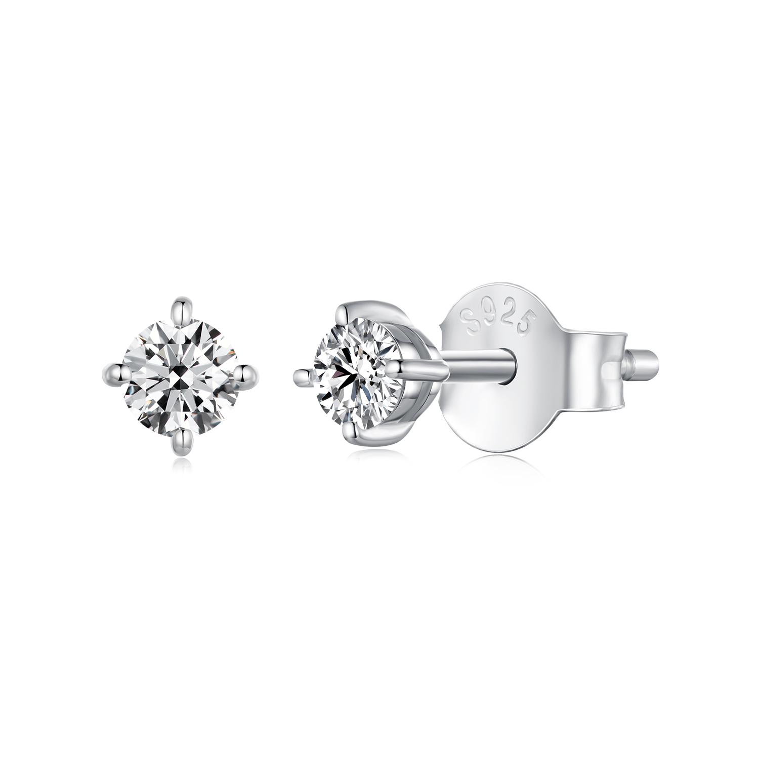 Pandora Stijl 0.1Ct Moissanite Studs Oorbellen (Twee Certificaten) - MSE038