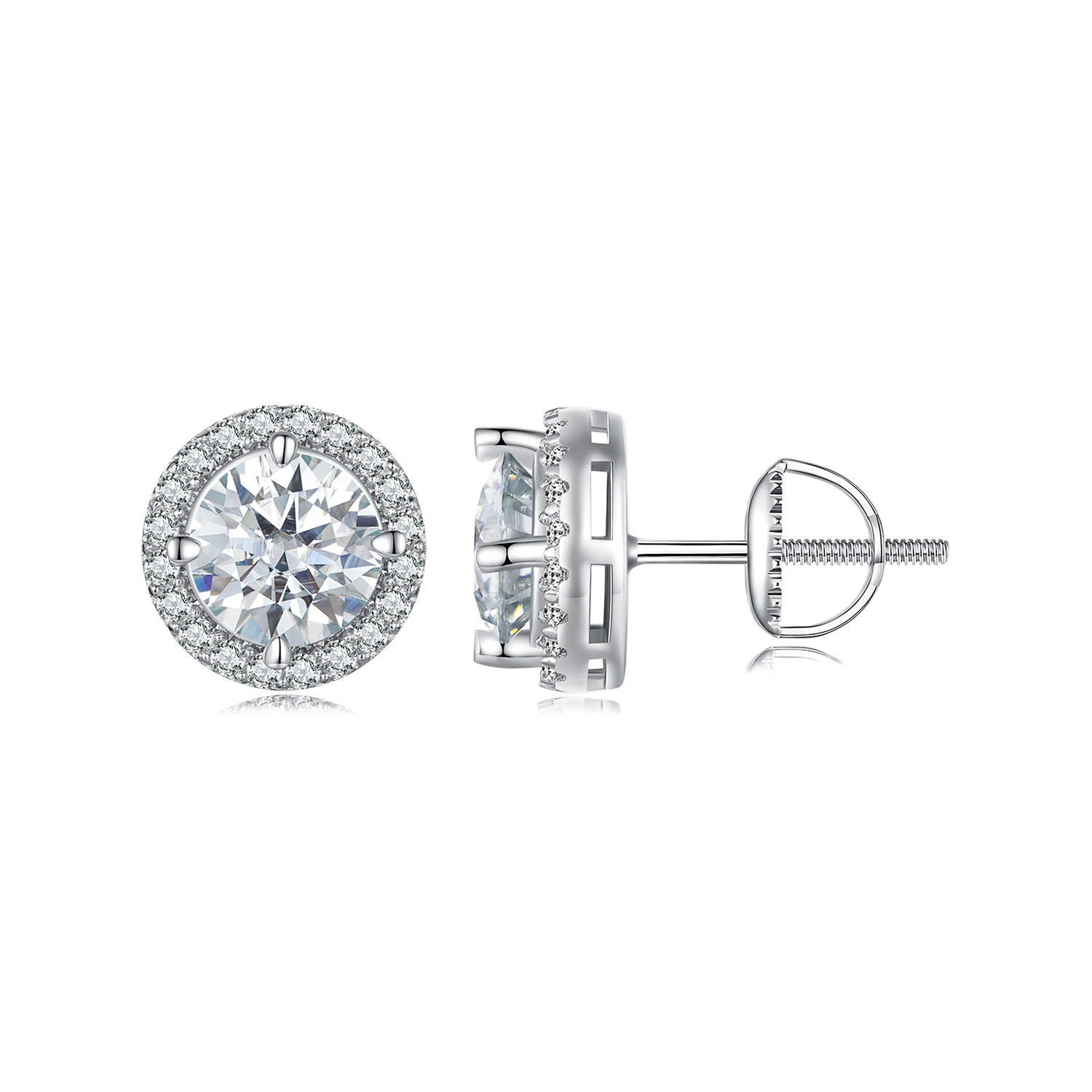 Pandora stijl 1-karaats Moissanite Studs Oorbellen (Twee Certificaten) - MSE039