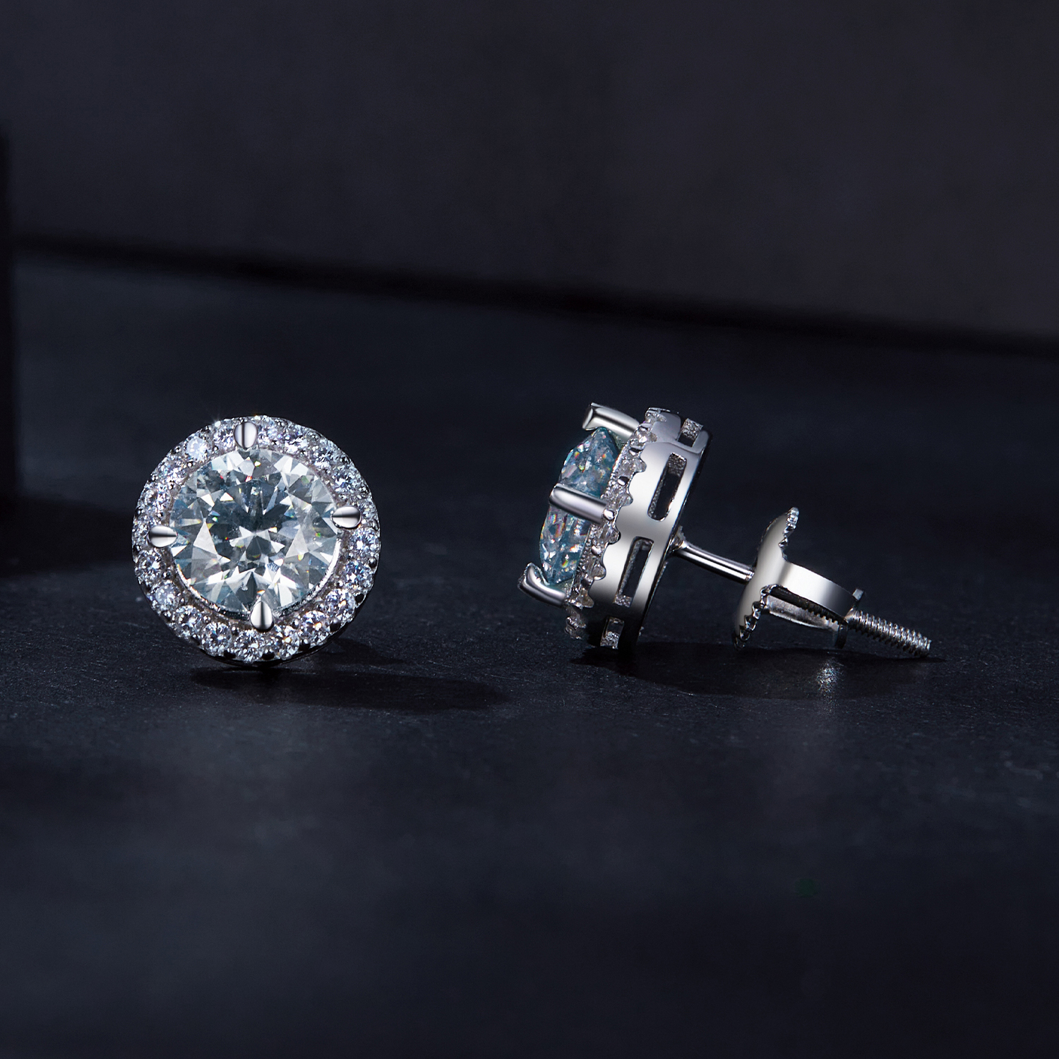 Pandora stijl 1-karaats Moissanite Studs Oorbellen (Twee Certificaten) - MSE039