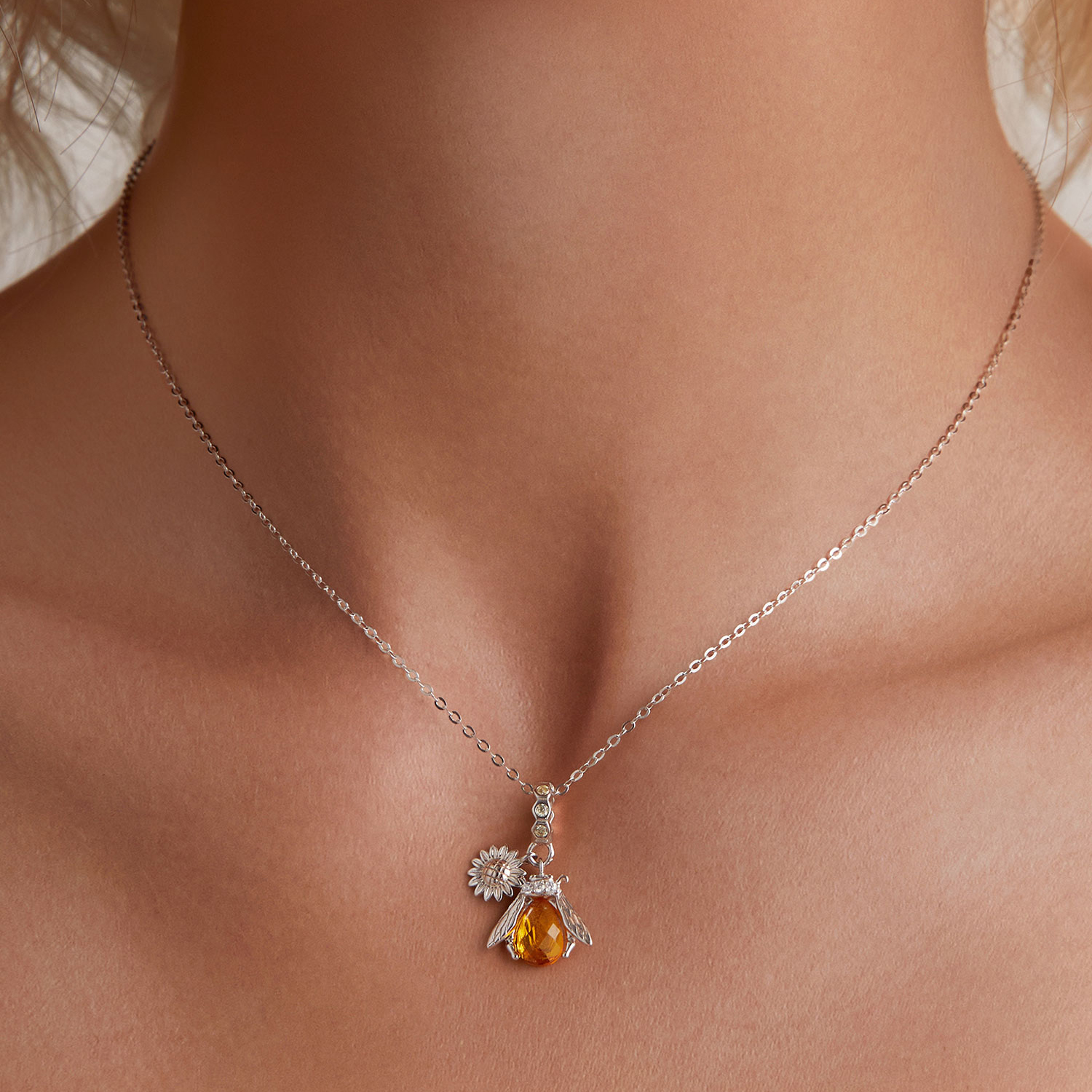 Pandora Stijl Bijen Madeliefjes Ketting - BSN356