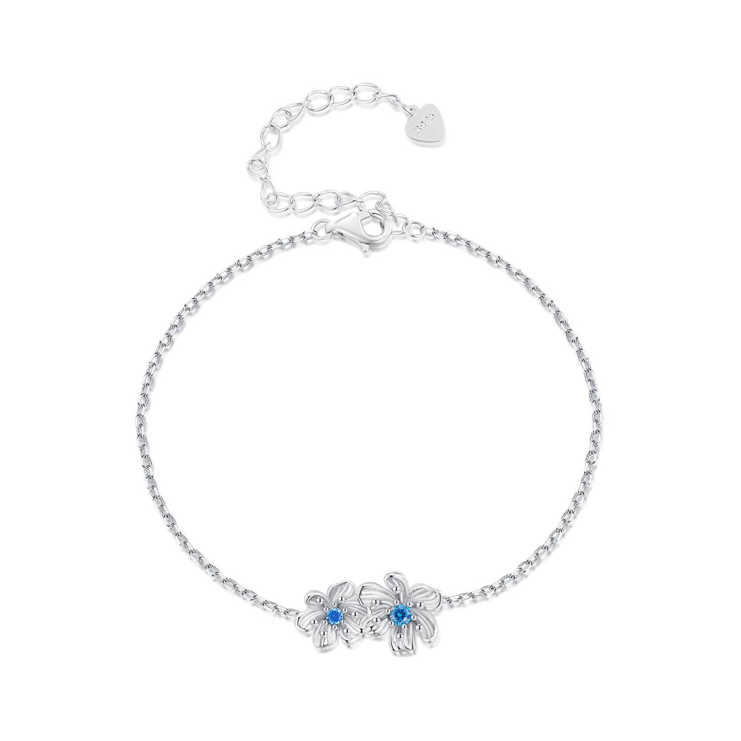 Pandora Stijl Blauwe Bloem Ketting Armband - BSB138