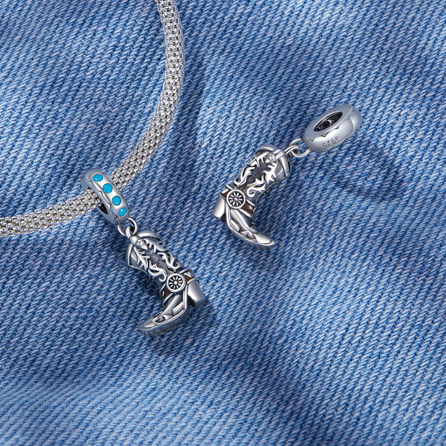 Pandora Stijl Cowboy Leren Laarzen Hanger - SCC2566