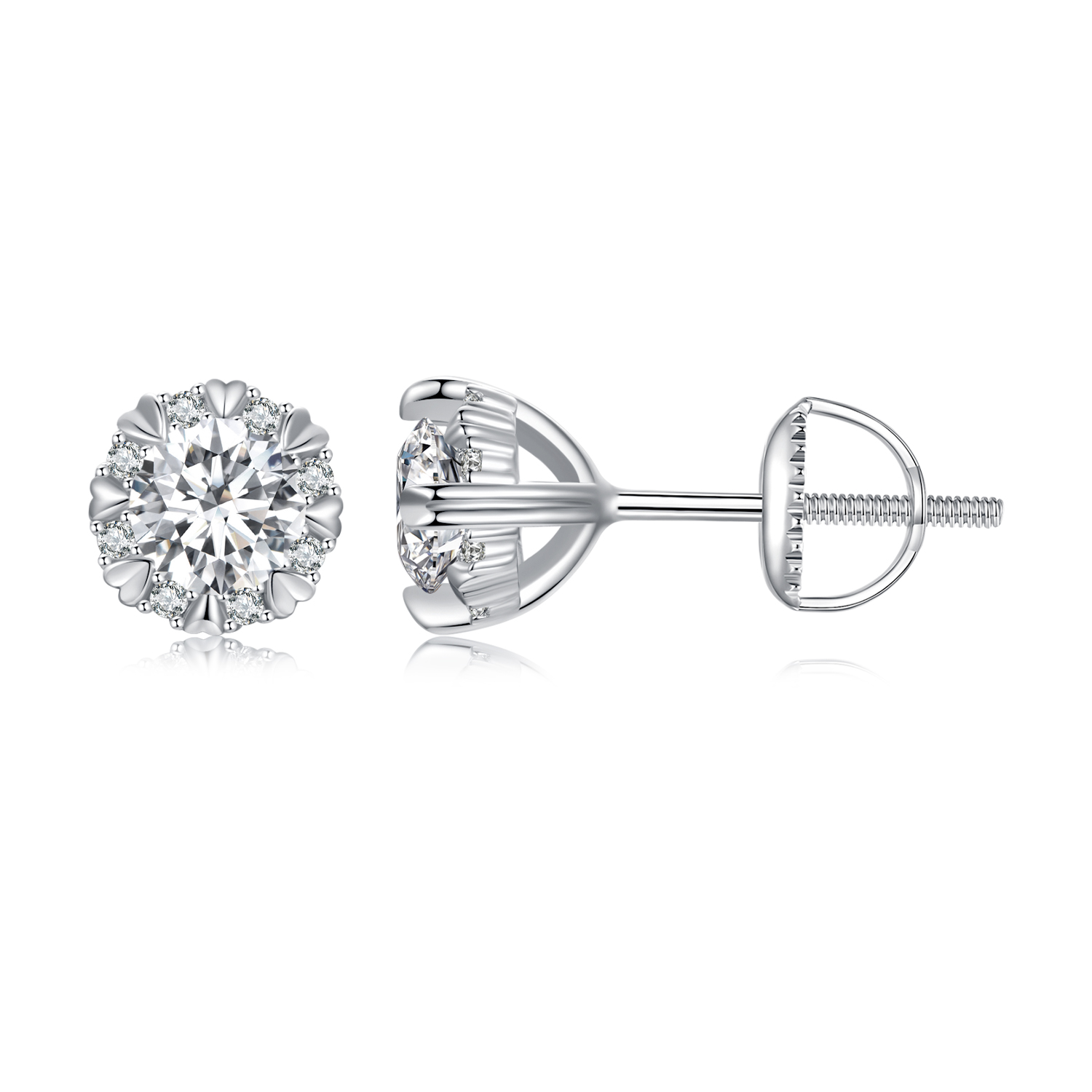 Pandora Stijl Exquise Moissanite Studs Oorbellen (Twee Certificaten) - MSE017