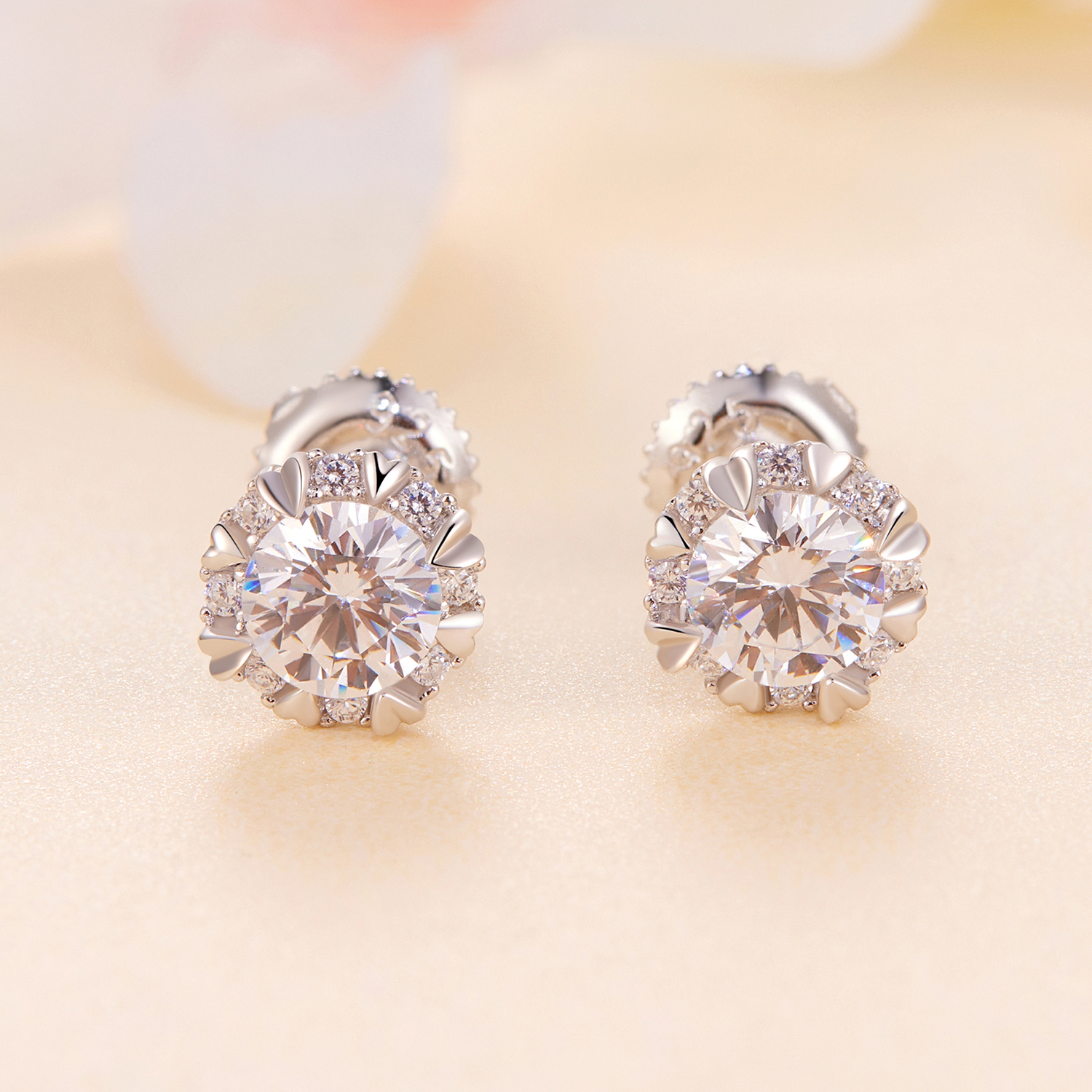 Pandora Stijl Exquise Moissanite Studs Oorbellen (Twee Certificaten) - MSE017