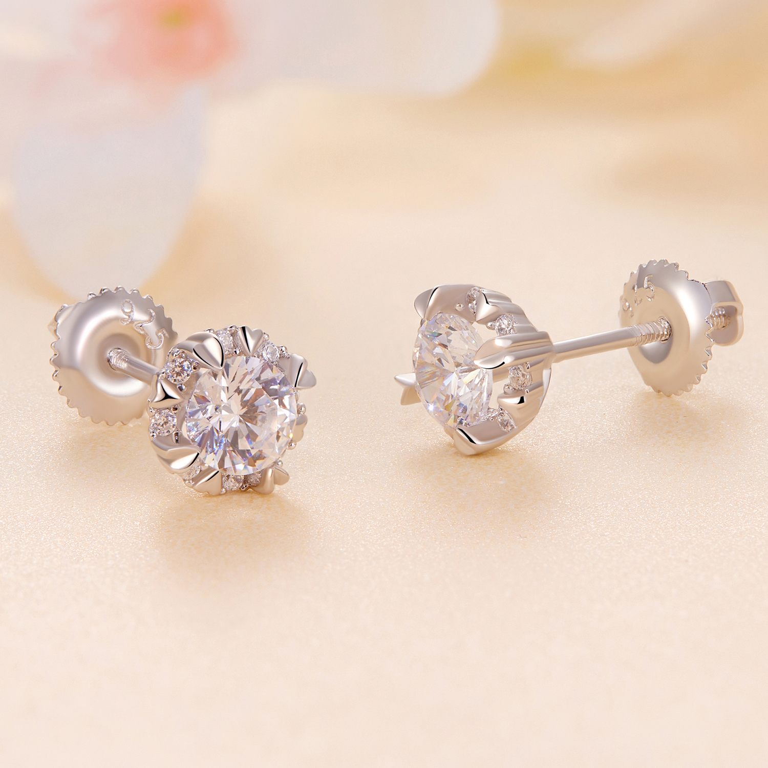 Pandora Stijl Exquise Moissanite Studs Oorbellen (Twee Certificaten) - MSE017