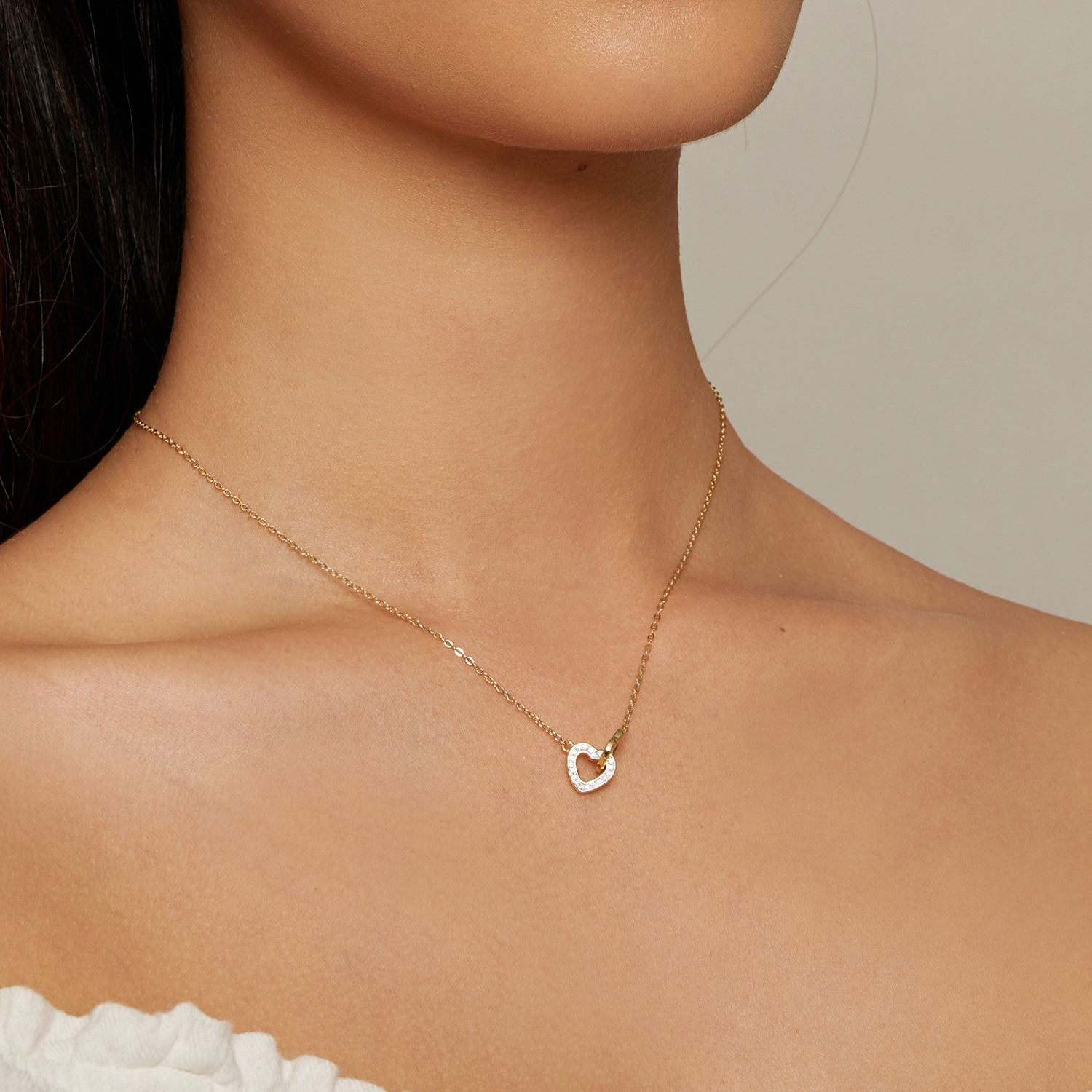 Pandora Stijl Hart op Hart-925 Zilveren Ketting - SCN181-B