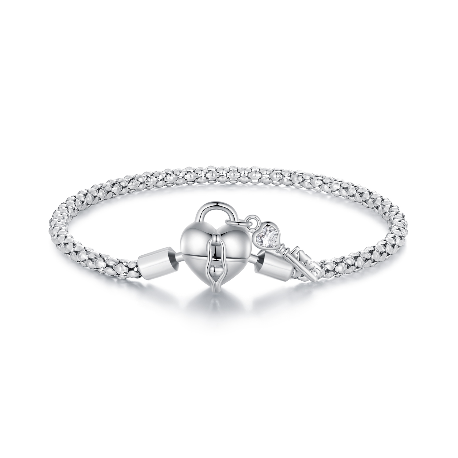 Pandora Stijl Hart Sleutelhanger Armband - SCB259