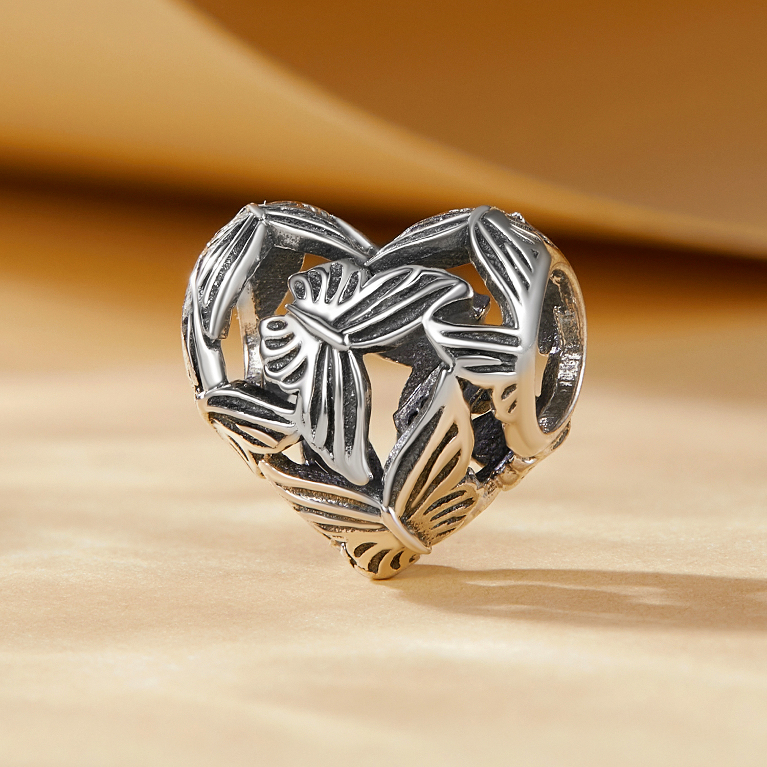 Pandora Stijl Hartvormige Vlinderbedel - SCC2576