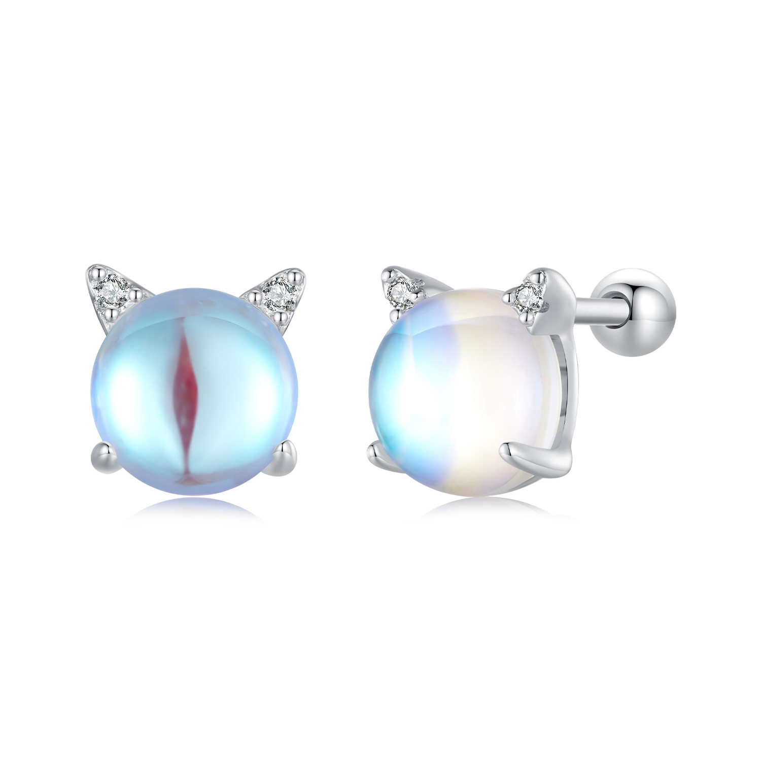 Pandora Stijl Katten Maansteen Studs Oorbellen - SCE1622