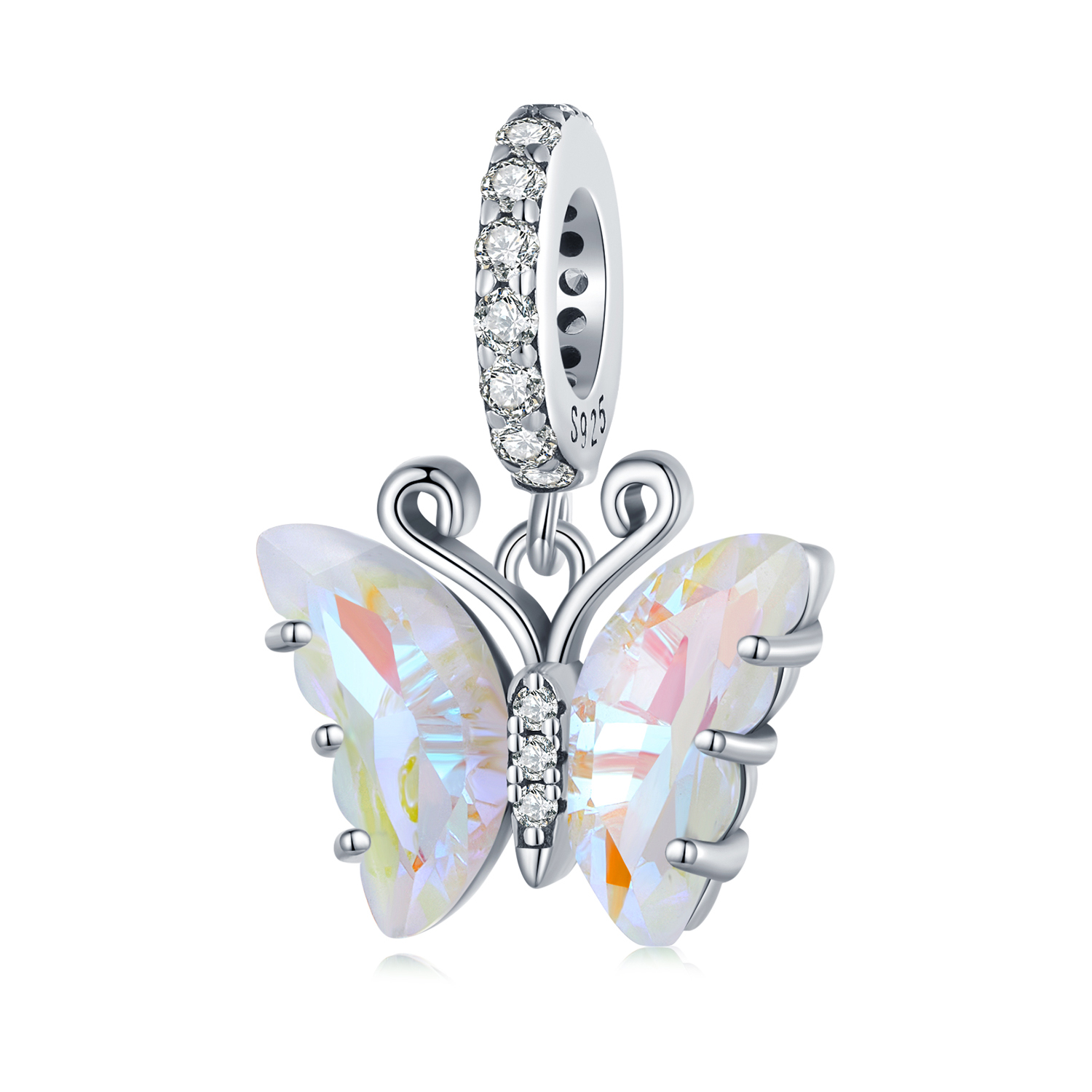 Pandora stijl Kleurrijke Aurora Vlinder Hanger - SCC2305-CF