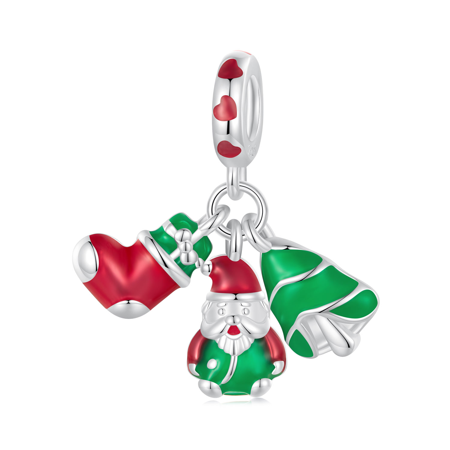 Pandora Stijl Luminous Kerstboom, Kerstman en sokken Hanger - SCC2647