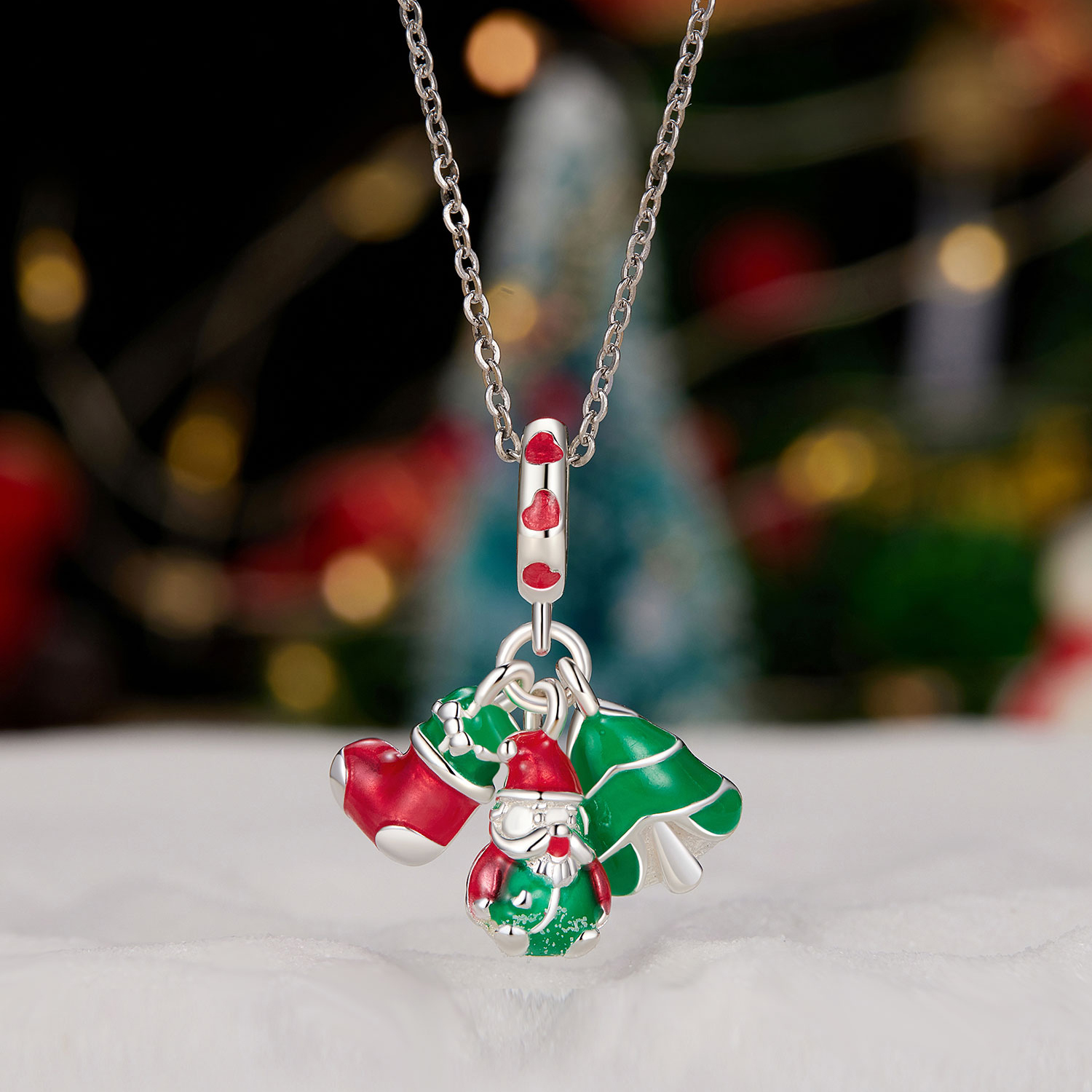 Pandora Stijl Luminous Kerstboom, Kerstman en sokken Hanger - SCC2647