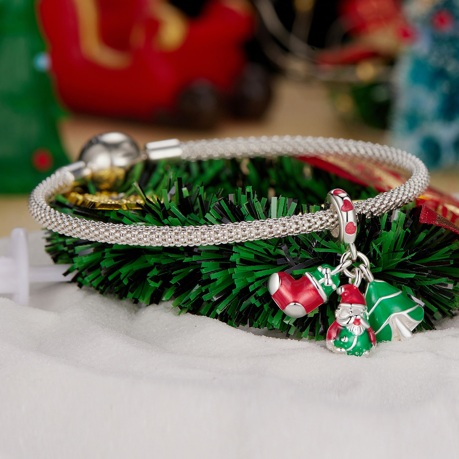 Pandora Stijl Luminous Kerstboom, Kerstman en sokken Hanger - SCC2647