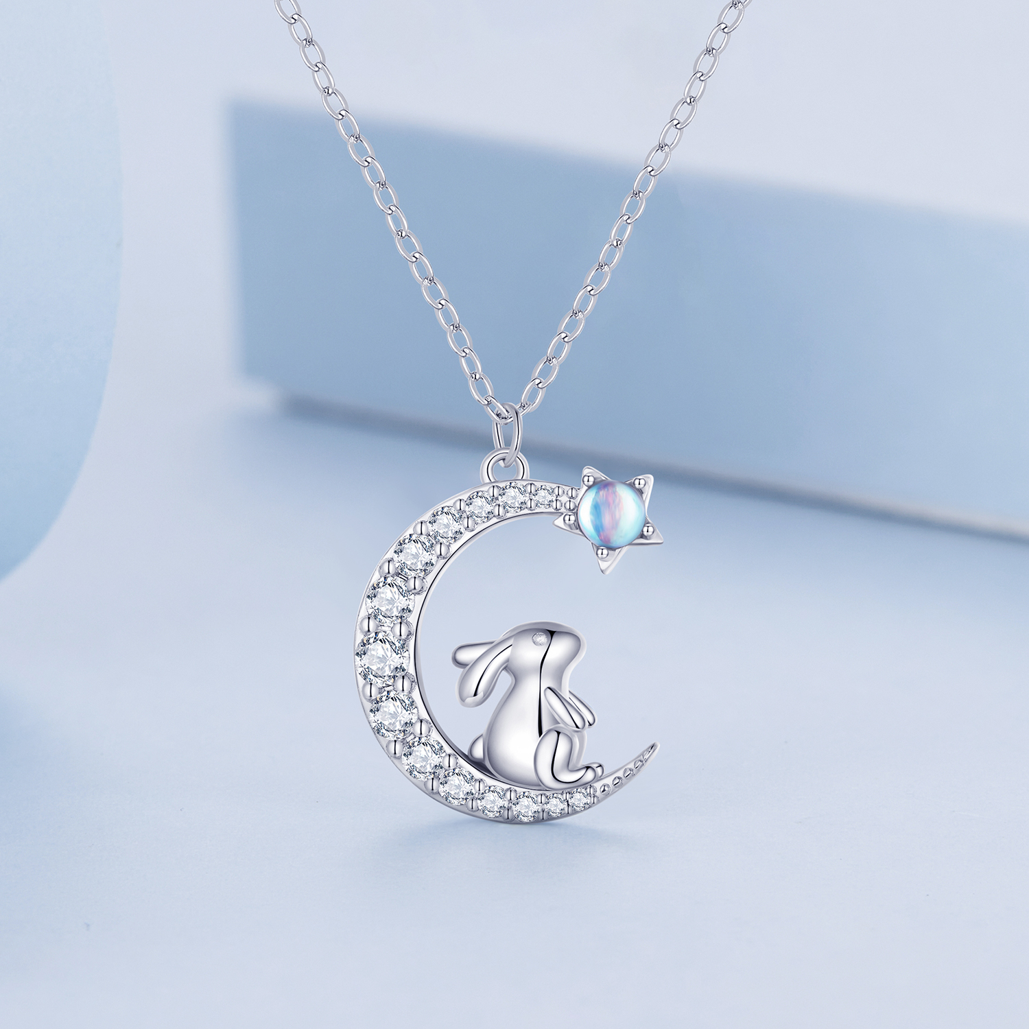 Pandora Stijl Maan Konijn Ketting - BSN302