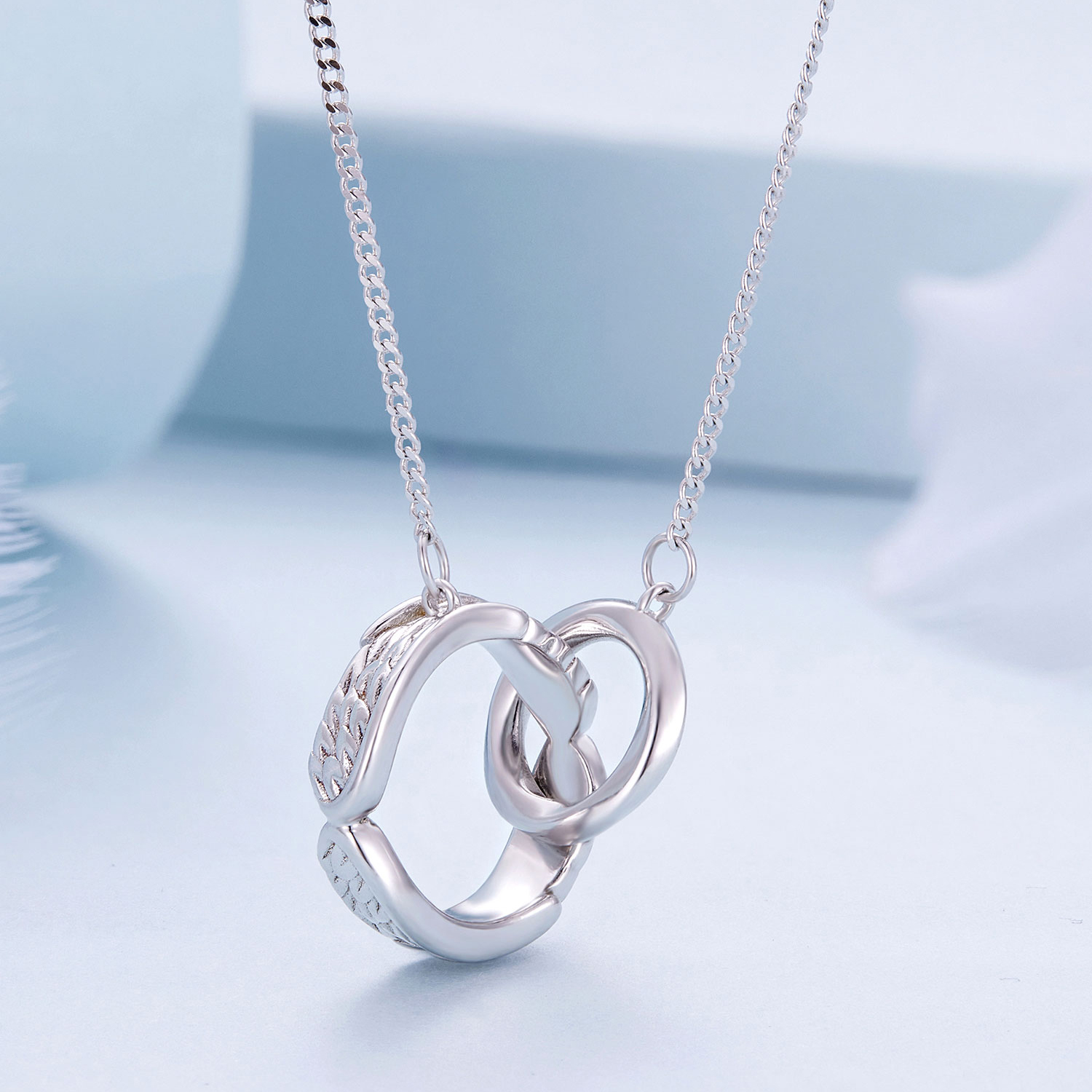 Pandora Stijl Mobius Dubbele Ring Ketting - BSN362