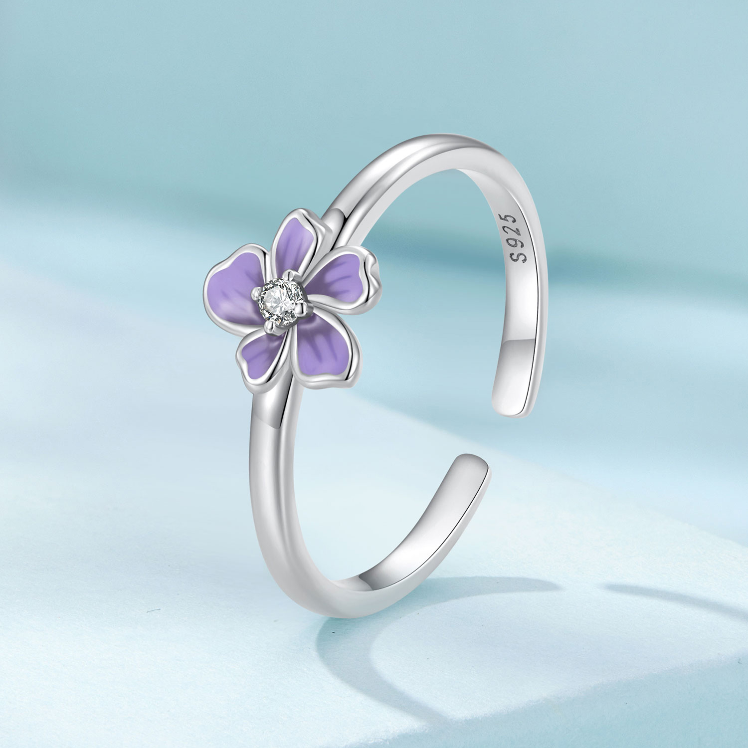 Pandora Stijl Paarse Bloemenring - SCR976-E