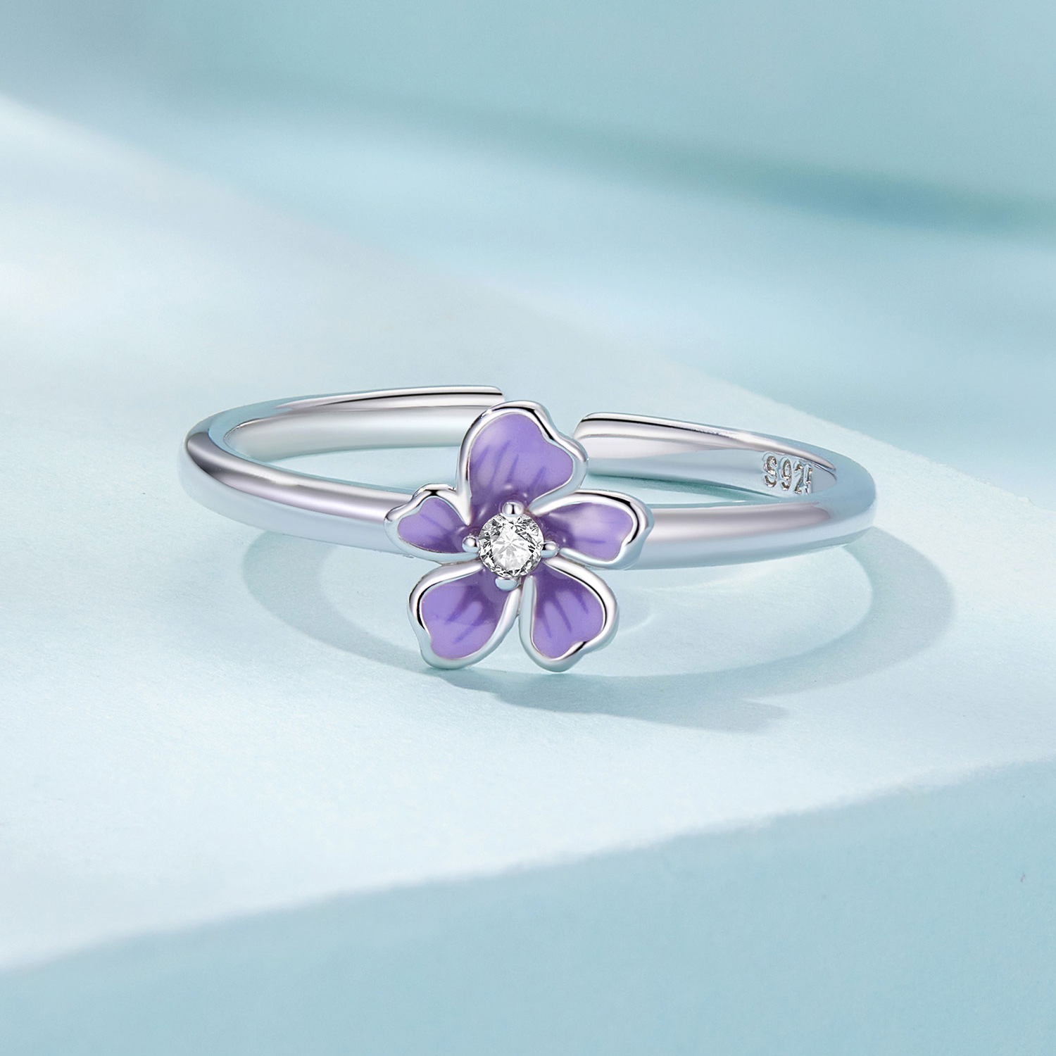 Pandora Stijl Paarse Bloemenring - SCR976-E