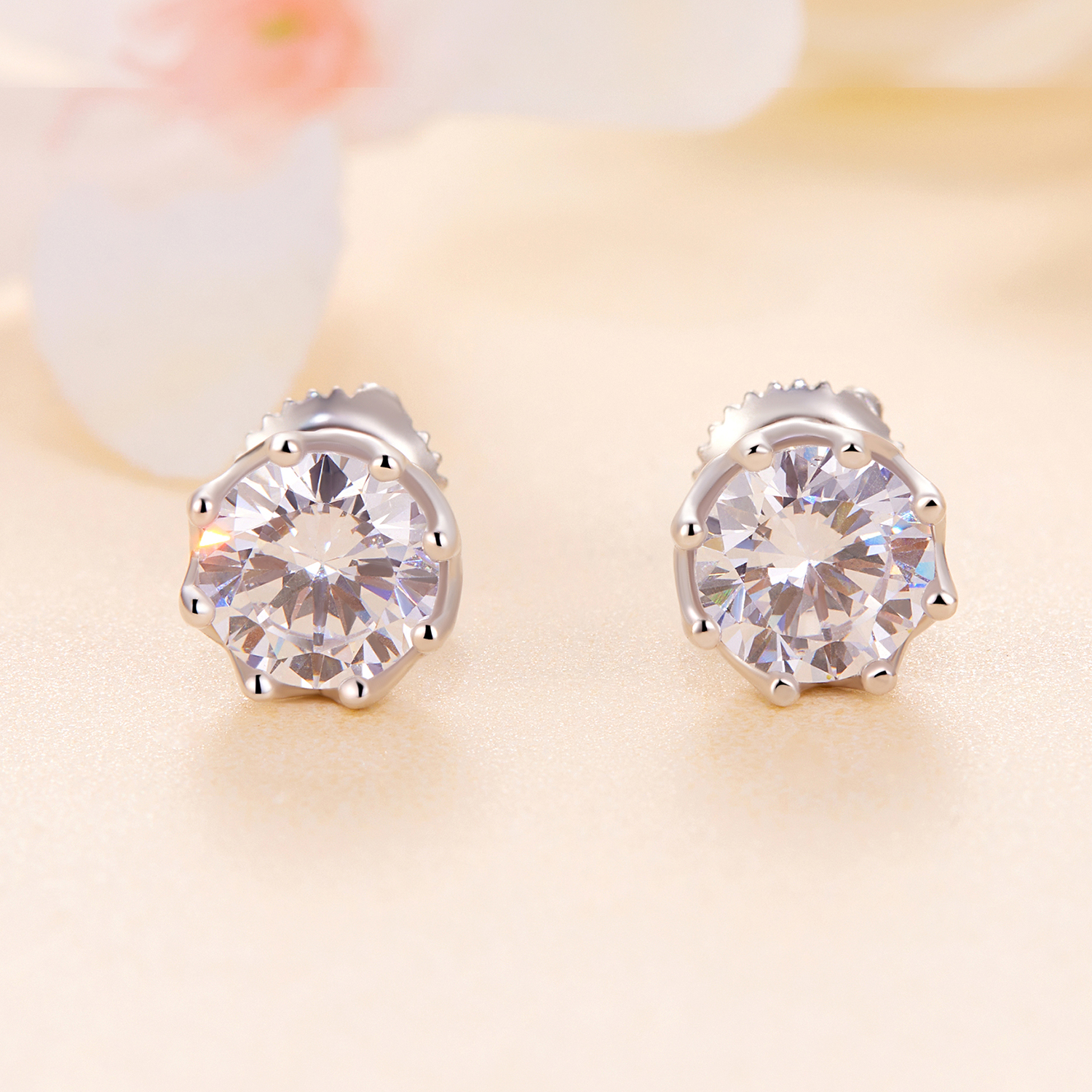 Pandora Stijl Prachtige Moissanite Studs Oorbellen (Twee Certificaten) - MSE016-L