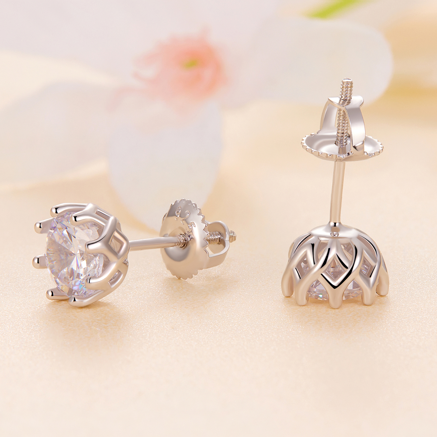 Pandora Stijl Prachtige Moissanite Studs Oorbellen (Twee Certificaten) - MSE016-L