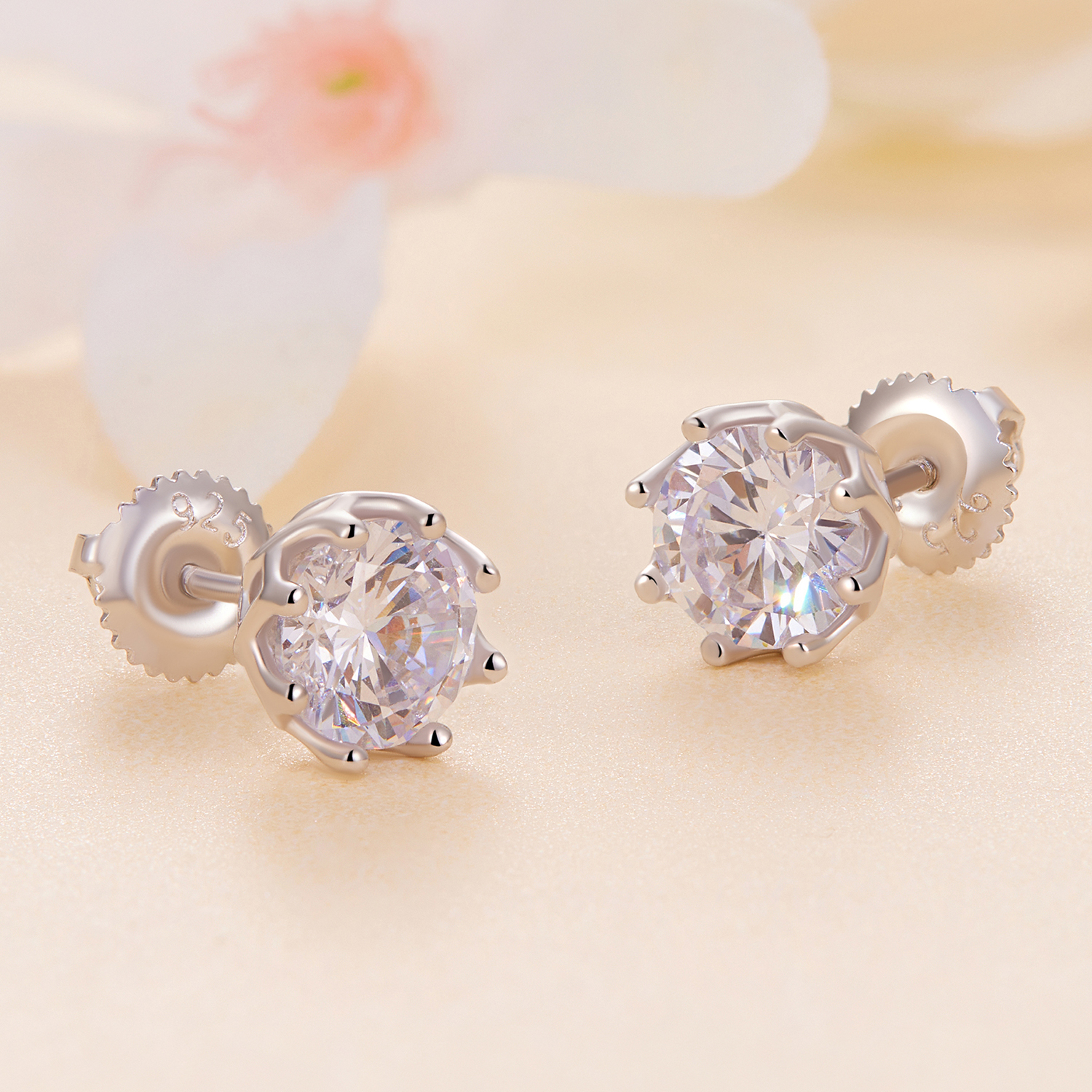 Pandora Stijl Prachtige Moissanite Studs Oorbellen (Twee Certificaten) - MSE016-L