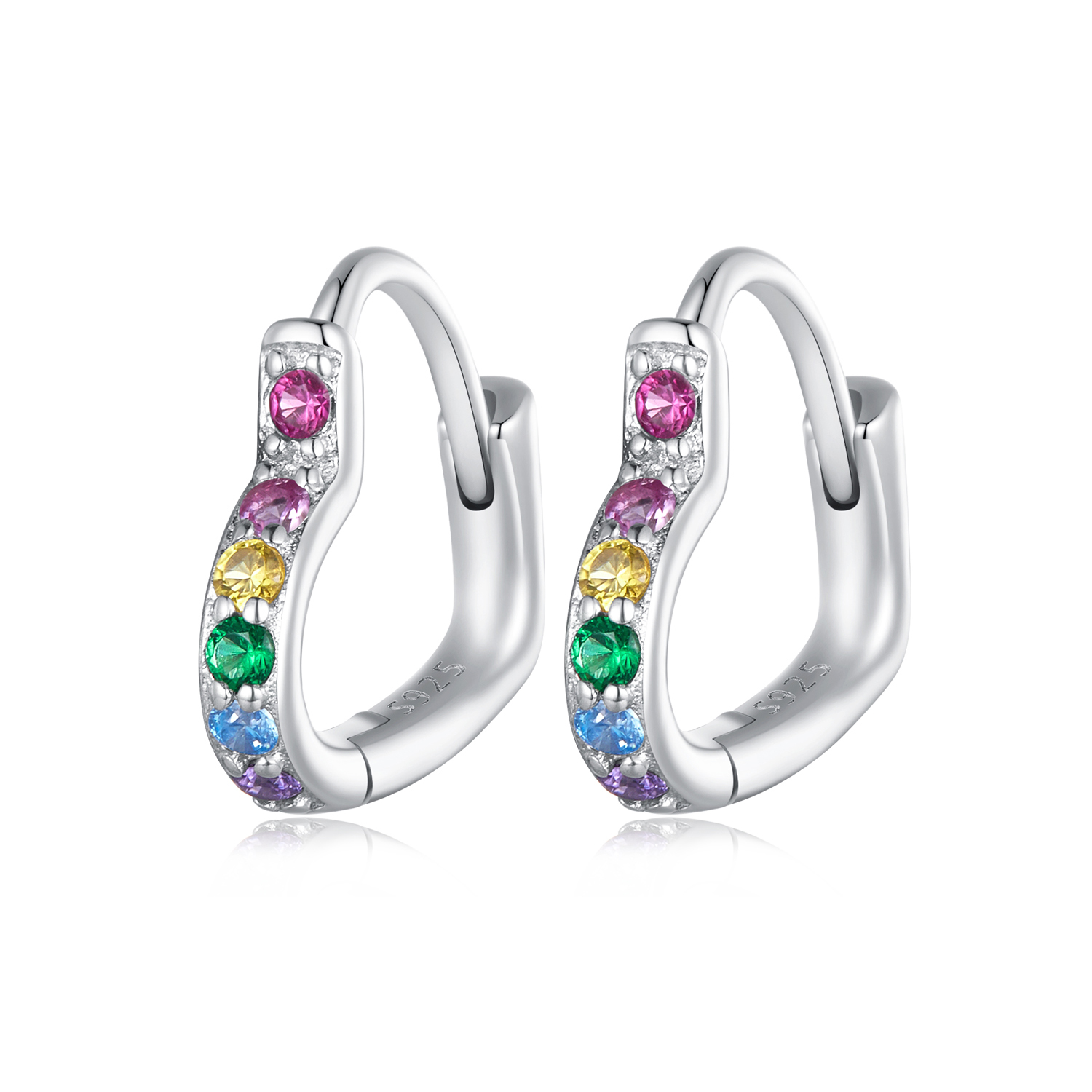 Pandora stijl Regenbooghart Oorringen - SCE1626-CF