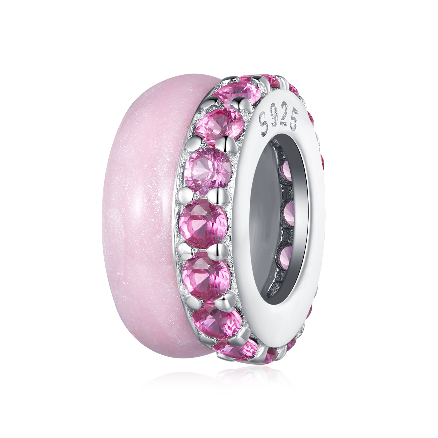 Pandora Stijl Roze Dubbele Laag Silicone Spacer - BSC883-PK