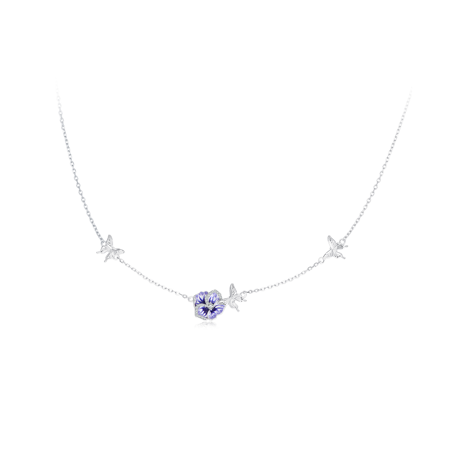 Pandora Stijl Viooltjes Stretch Ketting - BSN336