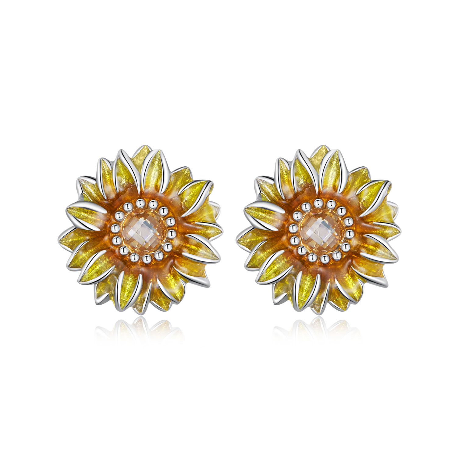 Pandora Stijl Zonnebloem Studs Oorbellen - BSE867