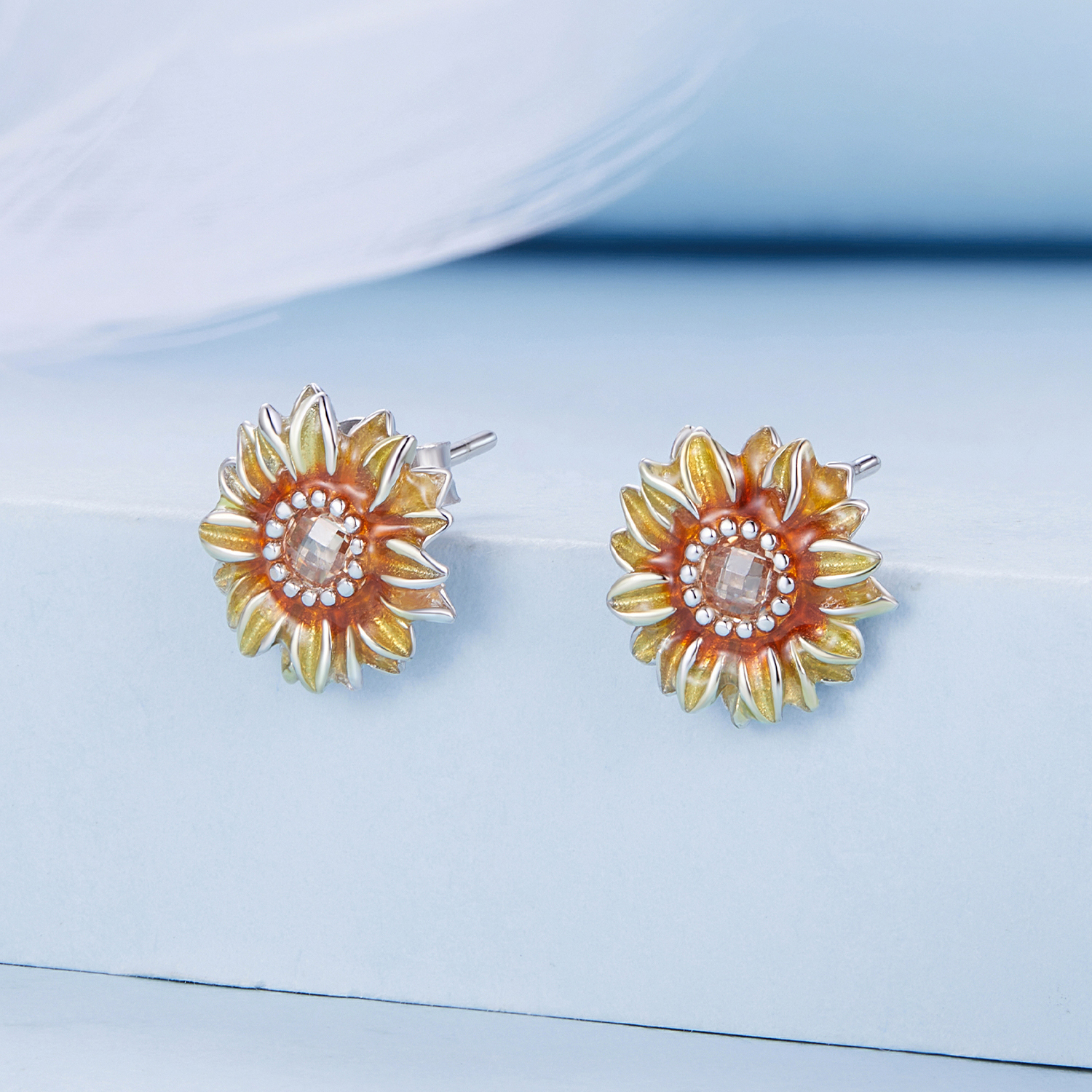 Pandora Stijl Zonnebloem Studs Oorbellen - BSE867