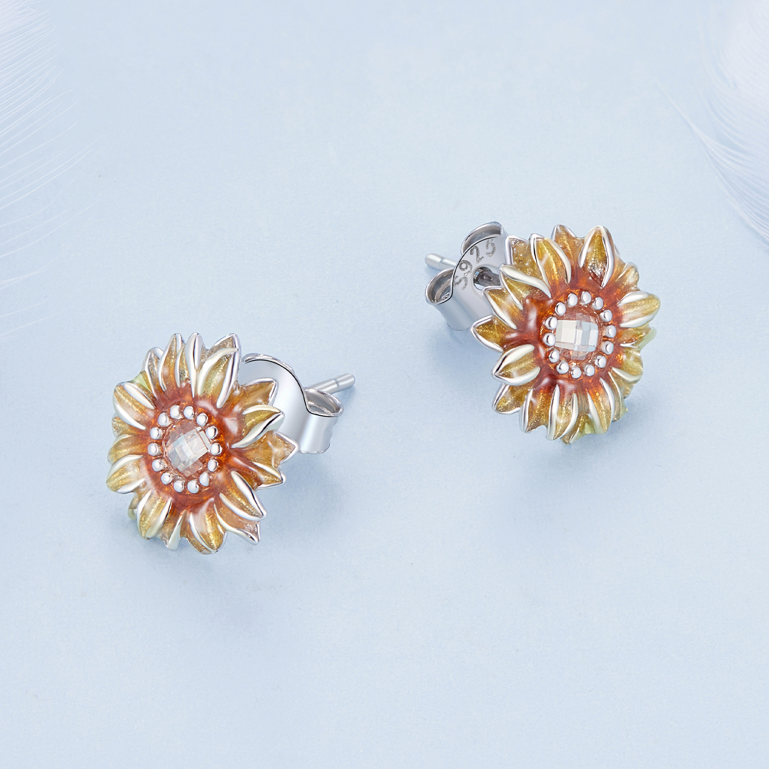 Pandora Stijl Zonnebloem Studs Oorbellen - BSE867