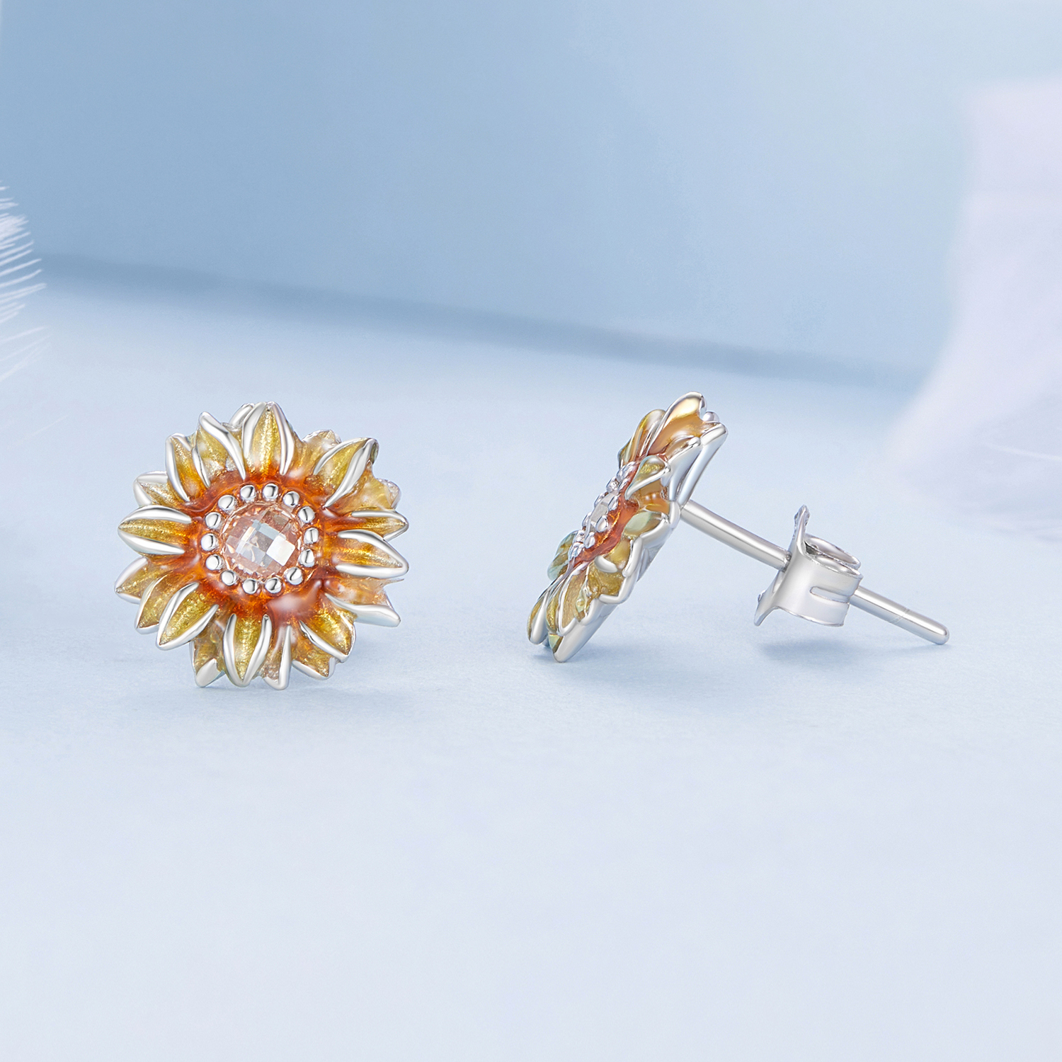 Pandora Stijl Zonnebloem Studs Oorbellen - BSE867