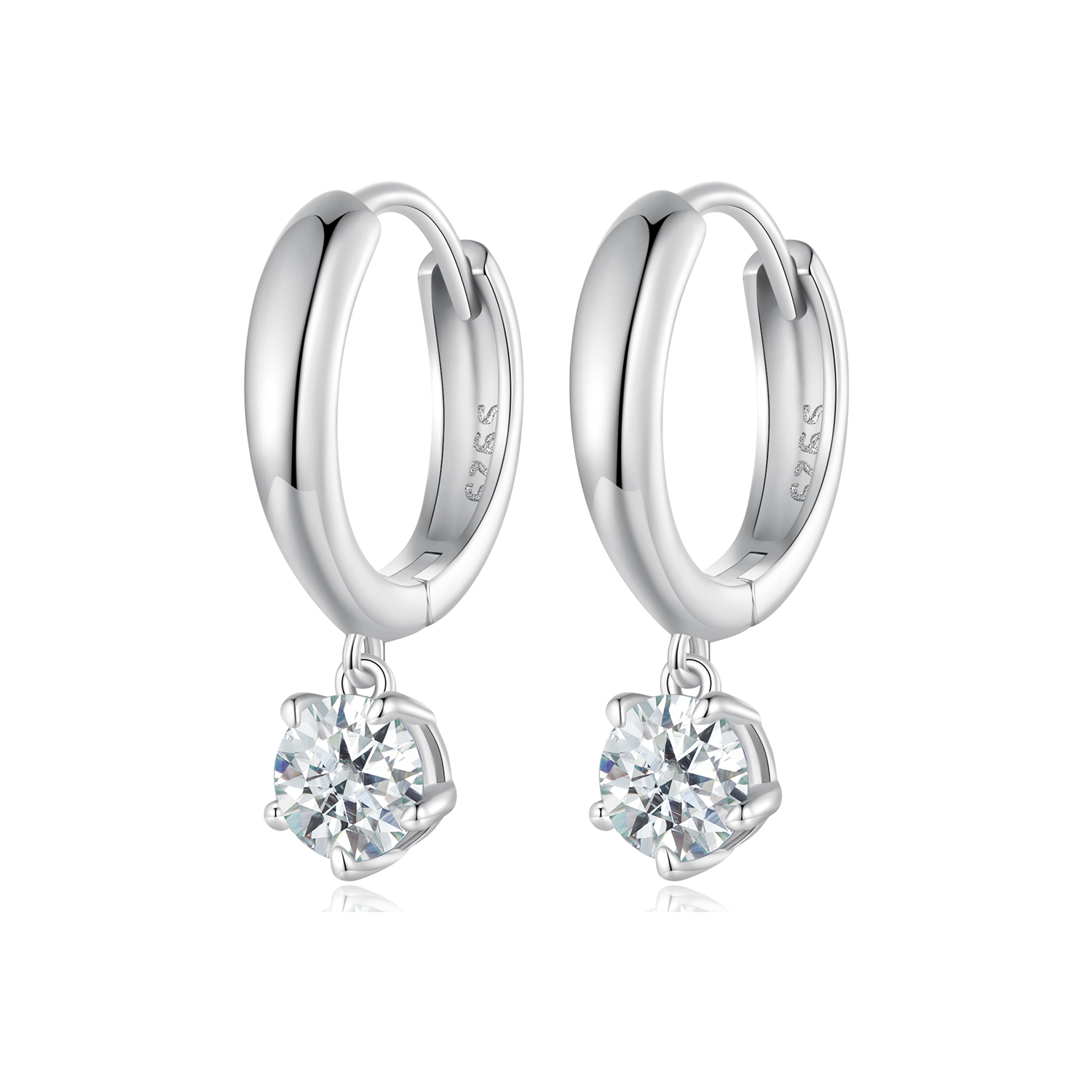 Pandora-stijl 0,5 karaat Moissanite oorbellen met hangers (Twee certificaten) - MSE040