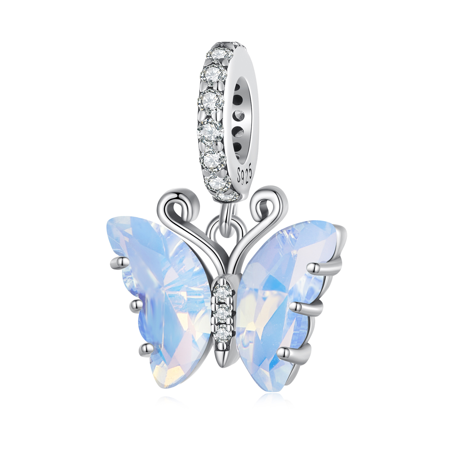 Pandora-stijl Blauwe Aurora Vlinder Hanger - SCC2305