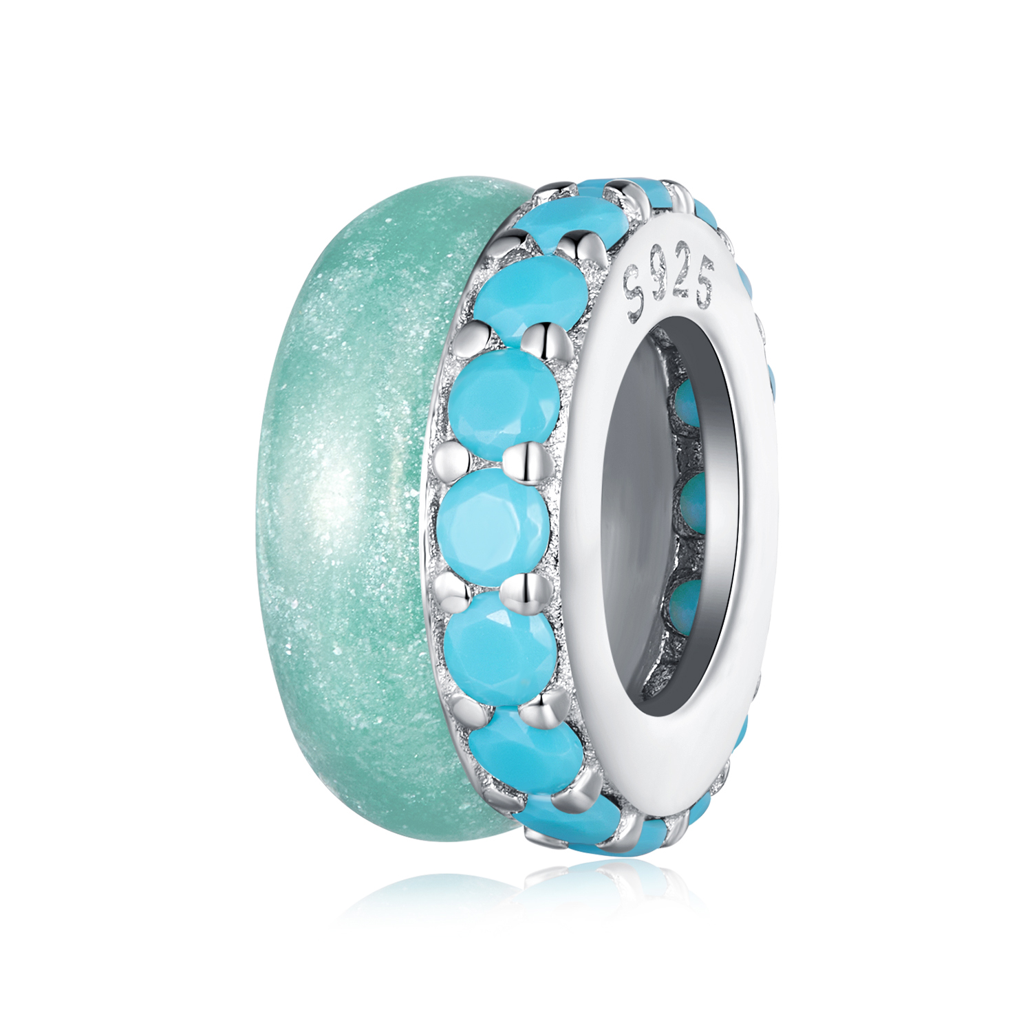 Pandora-stijl Blauwe Dubbele Laag Siliconen Spacer - BSC883-TQ