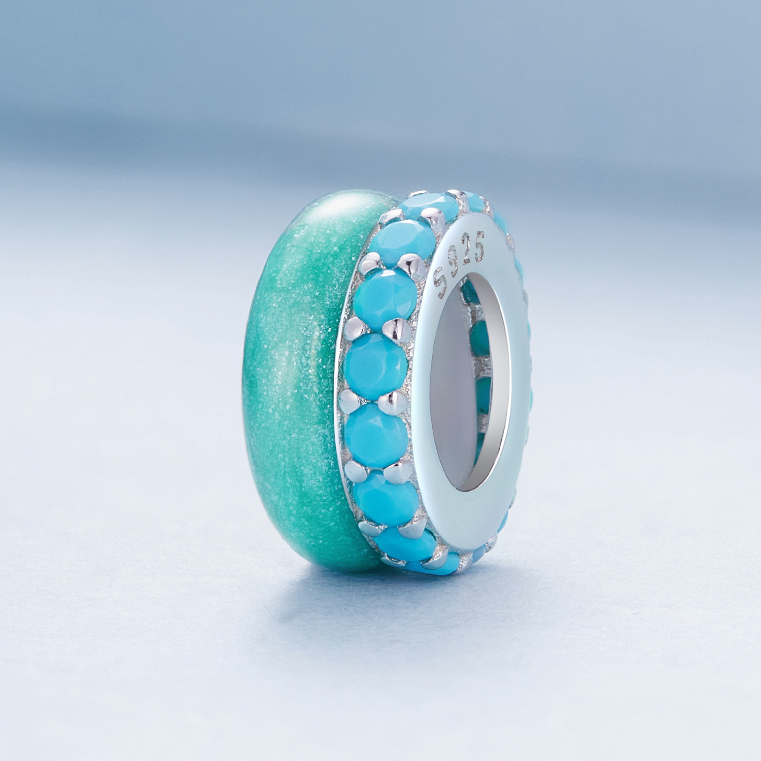 Pandora-stijl Blauwe Dubbele Laag Siliconen Spacer - BSC883-TQ