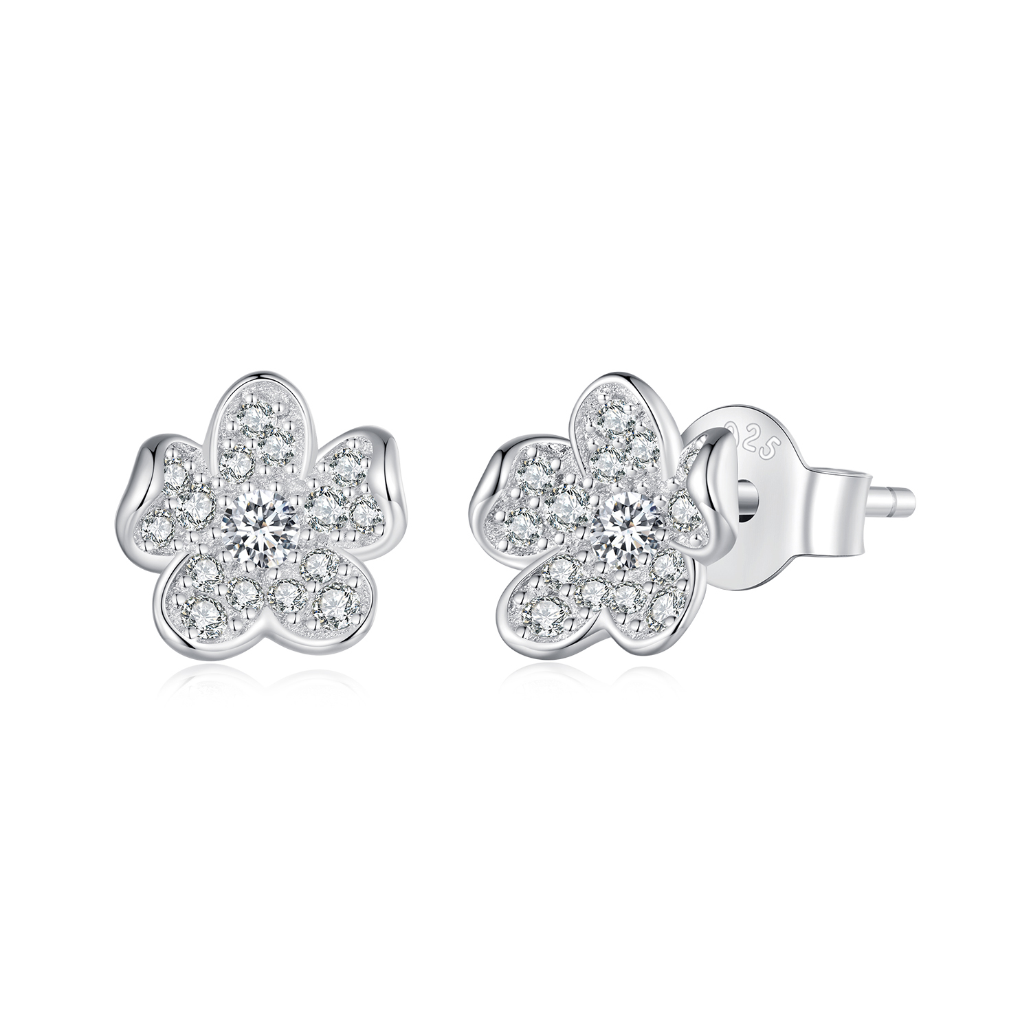 Pandora-stijl diamanten bloemstuds oorbellen - BSE855