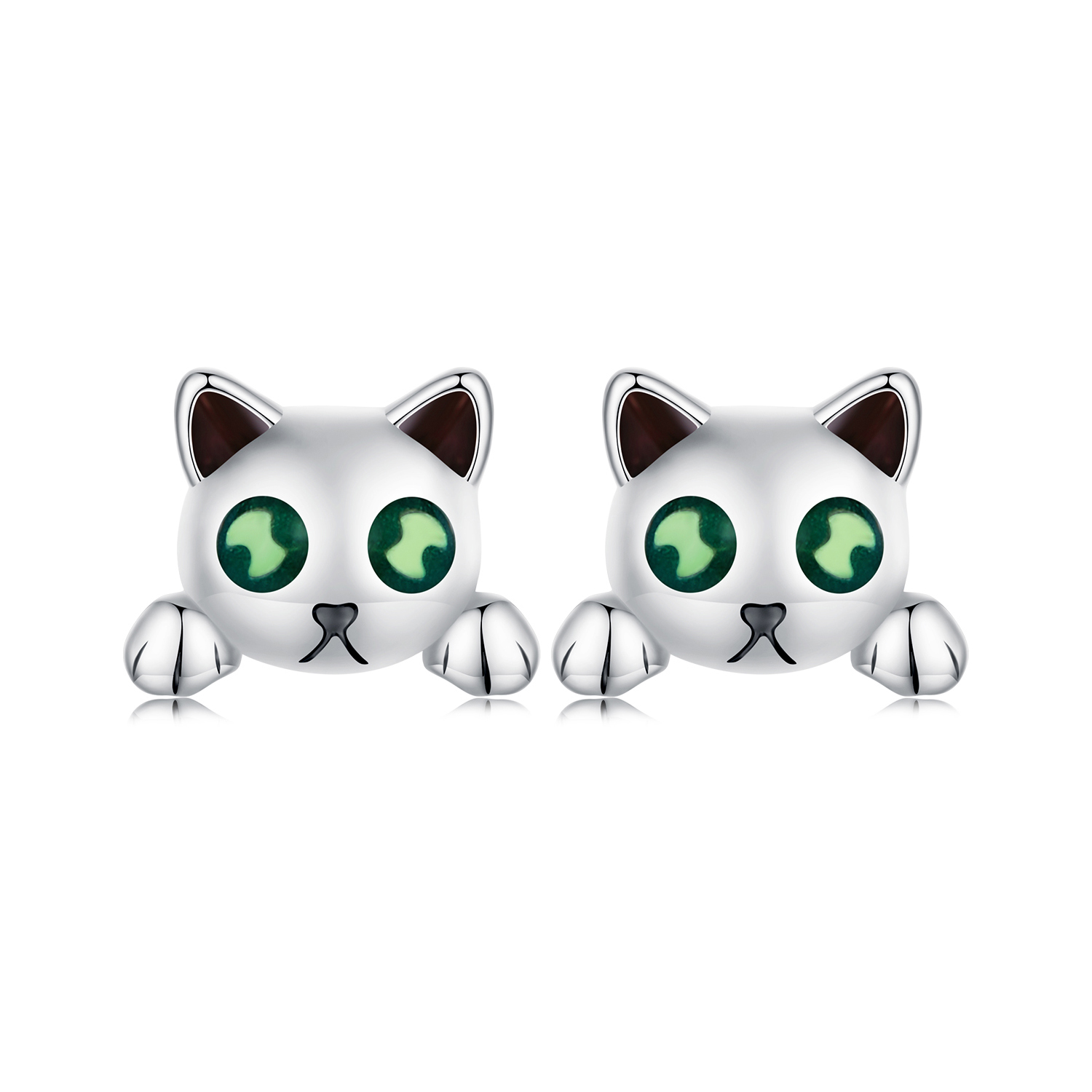 Pandora-stijl Glow-In-The-Dark Studs Oorbellen met Kattenmotief - SCE1643